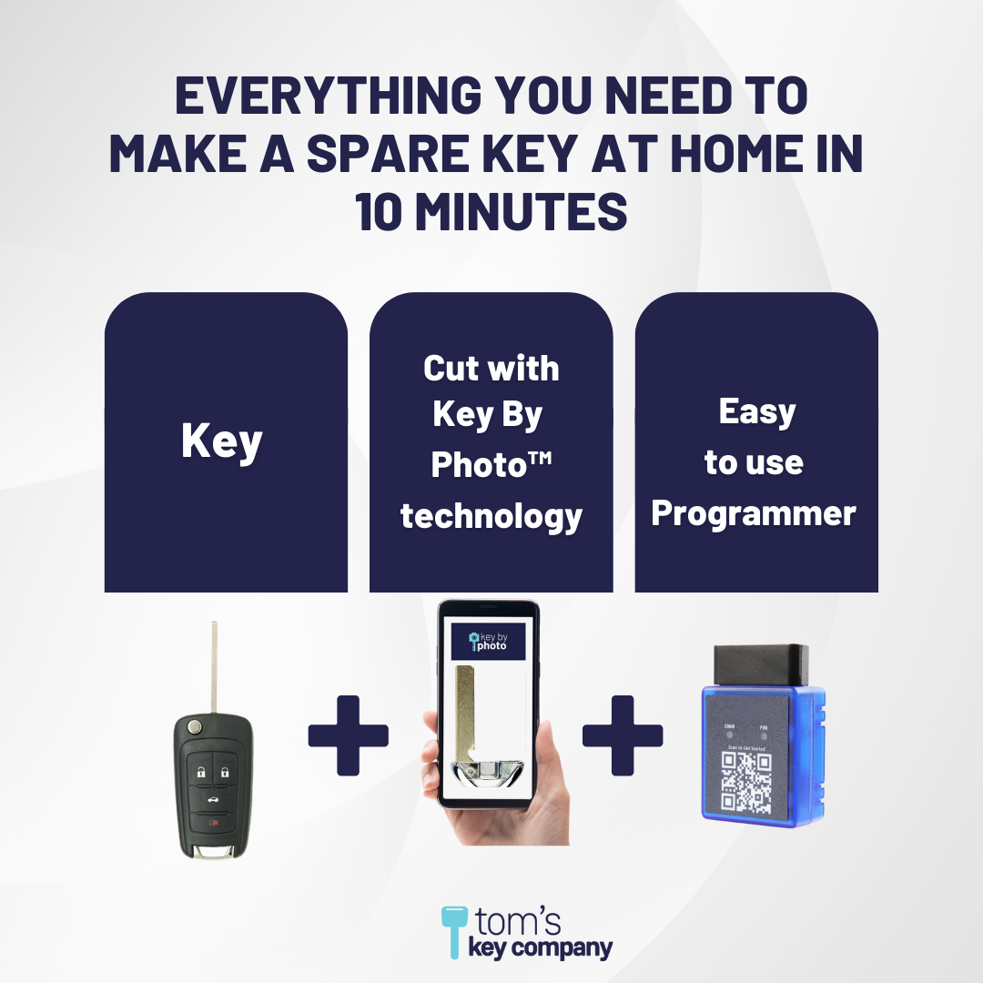 Ultimate Smart Key Bundle with Programming Tool, Aftermarket 4-Button Smart Key Fob and Key By Photo for Select GMC Vehicles (GMCSK-4B-TR-791-K-UKB)