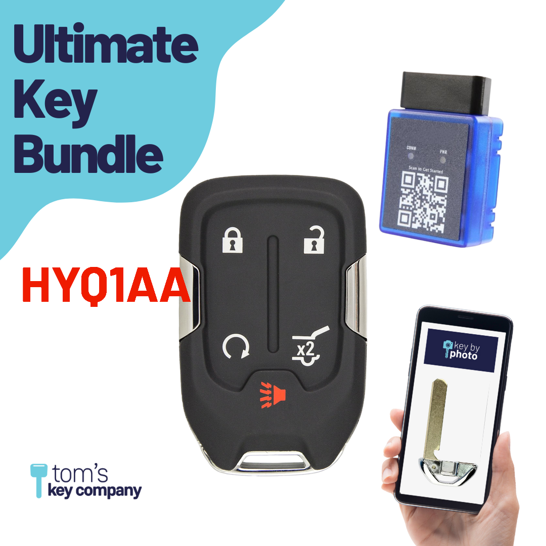 Ultimate Smart Key Bundle with Programming Tool, Refurbished 5-Button Smart Key Fob and Key By Photo for Select GMC Vehicles (GMCSK-5B-HRRS-889-K-UKB)