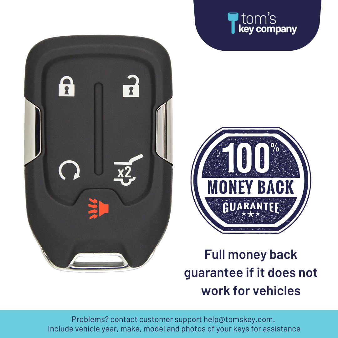Ultimate Smart Key Bundle with Programming Tool, Aftermarket 5-Button Smart Key Fob and Key By Photo for Select GMC Vehicles (GMCSK-5B-HRRS-889-K-UKB)