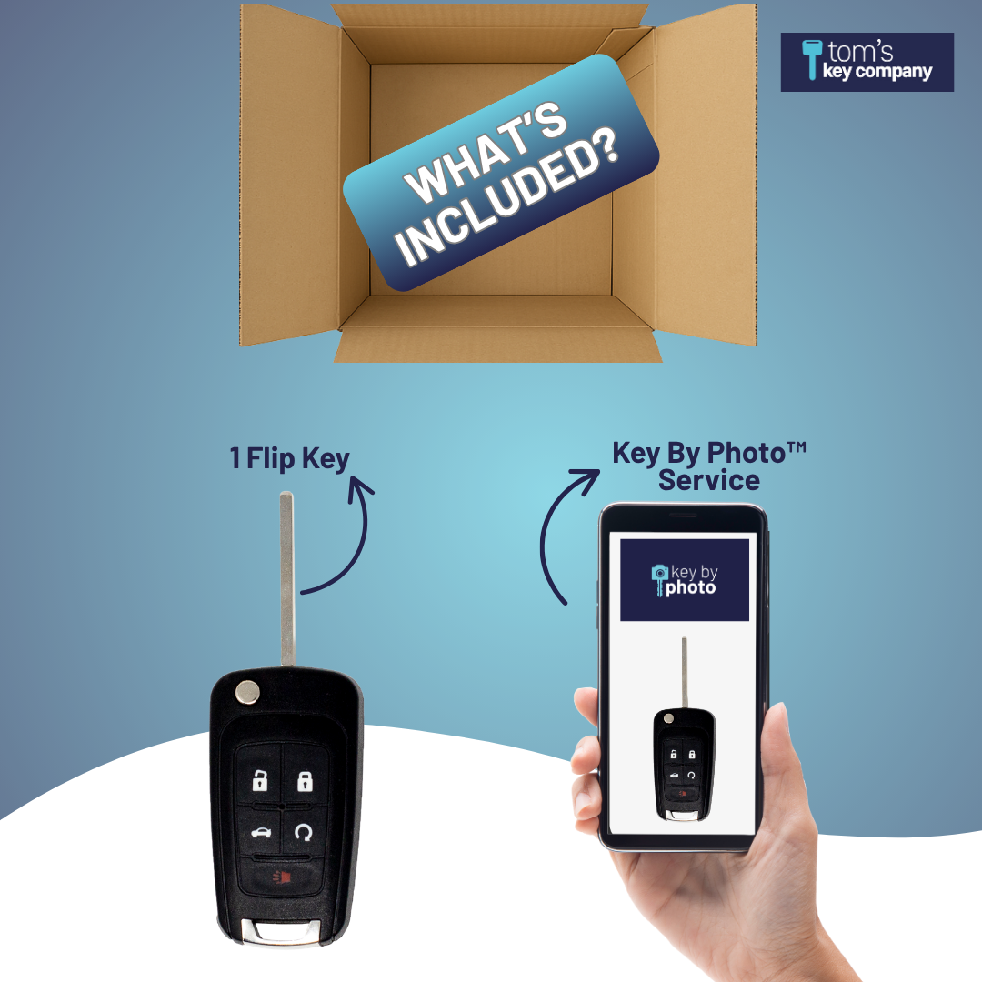 Ultimate Key Bundle DIY Car Key Replacement Kit with SimpleKey™ Programmer & Key By Photo™ Service | Select Buick, Chevrolet & GMC Vehicle with 4 Button Remote Key with Trunk Release Feature, High Security Blade (GMFK5TRSSK-KBP-UKB)