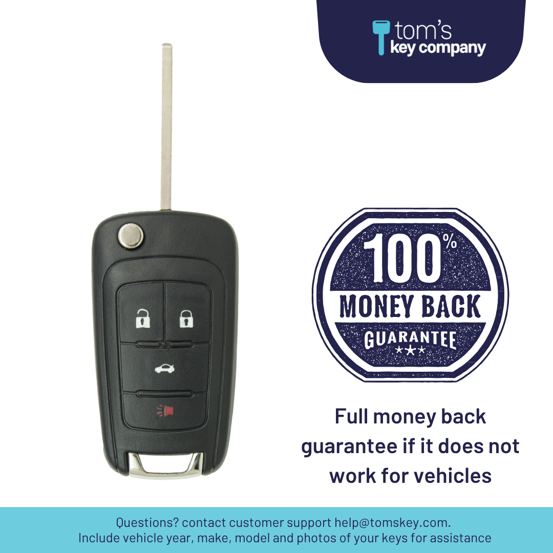 Brand New Aftermarket 4 Button Flip Key with Trunk Release for Select Buick, Chevrolet, & GMC Vehicles (GMFLP-4B-TR-OHT01060512)