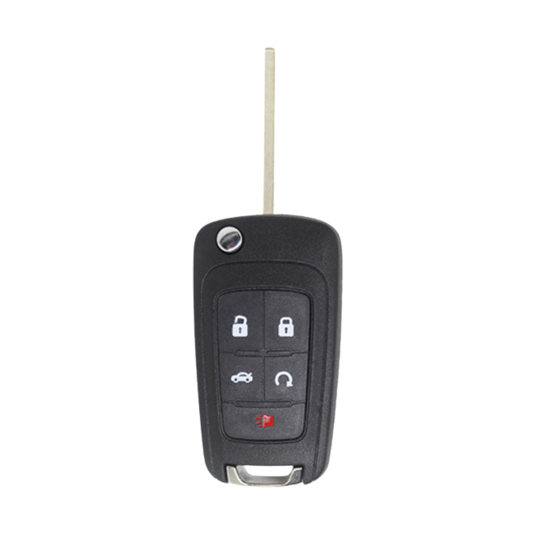 Brand New Aftermarket 5 Button Flip Key with Remote Start and Trunk Release for Select Buick, Chevrolet & GMC Vehicles (GMFLP-5B-TRRS-OHT01060512)
