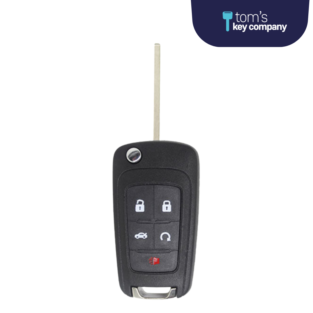 Brand New Aftermarket 5 Button Flip Key with Remote Start and Trunk Release for Select Buick, Chevrolet & GMC Vehicles (GMFLP-5B-TRRS-OHT01060512)