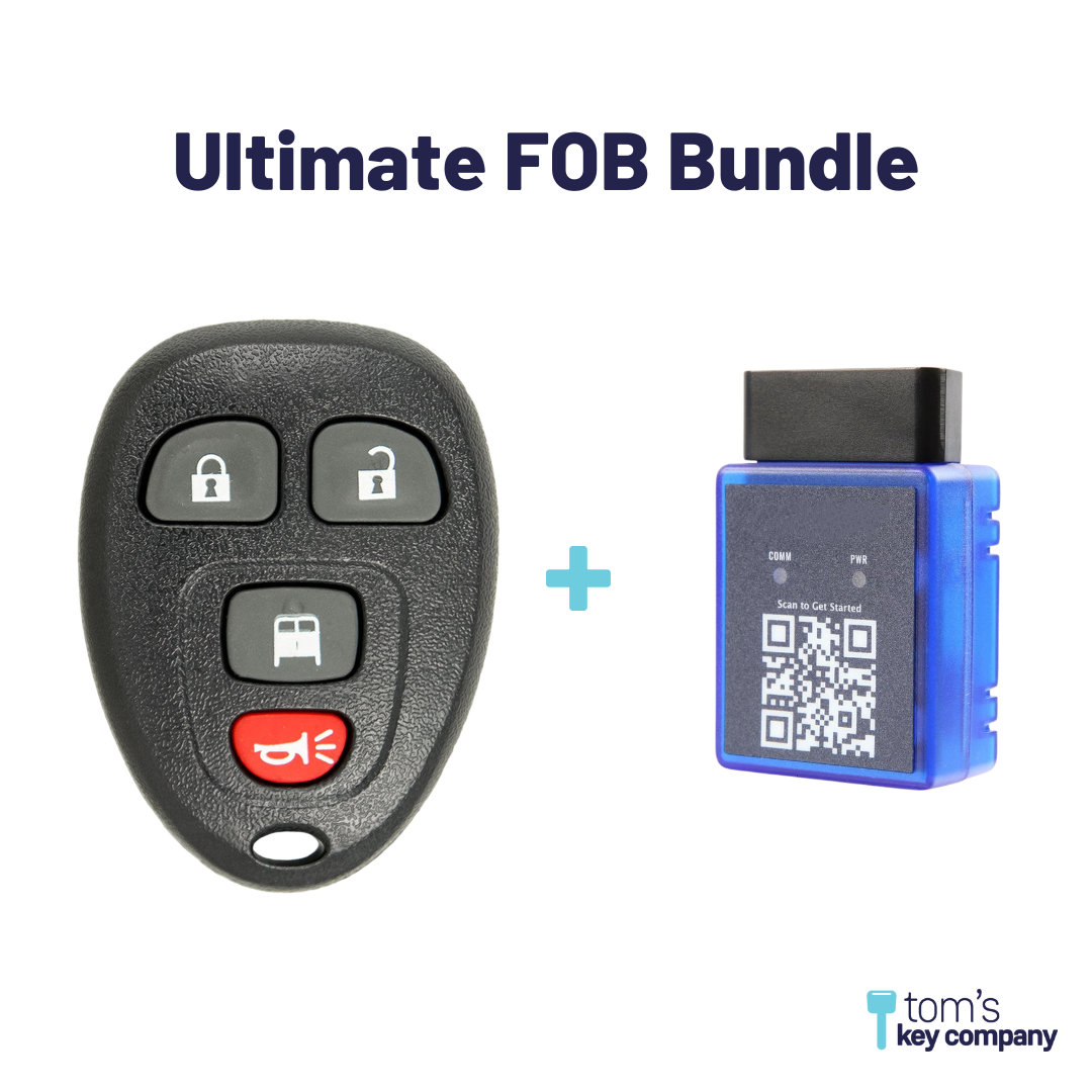 Ultimate Remote FOB Bundle with Programming Tool and Aftermarket 4 Button Remote FOB for Select Chevrolet and GMC Vehicles (GMFOB-4B-CD-742-K-UKB)