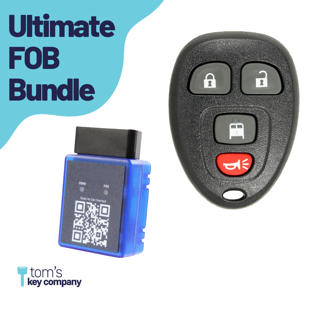 Ultimate Remote FOB Bundle with Programming Tool and Aftermarket 4 Button Remote FOB for Select Chevrolet and GMC Vehicles (GMFOB-4B-CD-742-K-UKB)