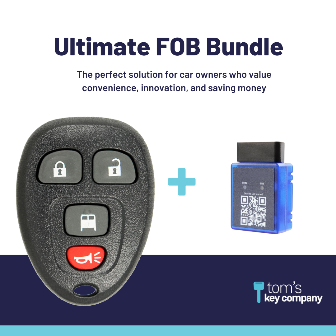 Ultimate Remote FOB Bundle with Programming Tool and Aftermarket 4 Button Remote FOB for Select Chevrolet and GMC Vehicles (GMFOB-4B-CD-742-K-UKB)