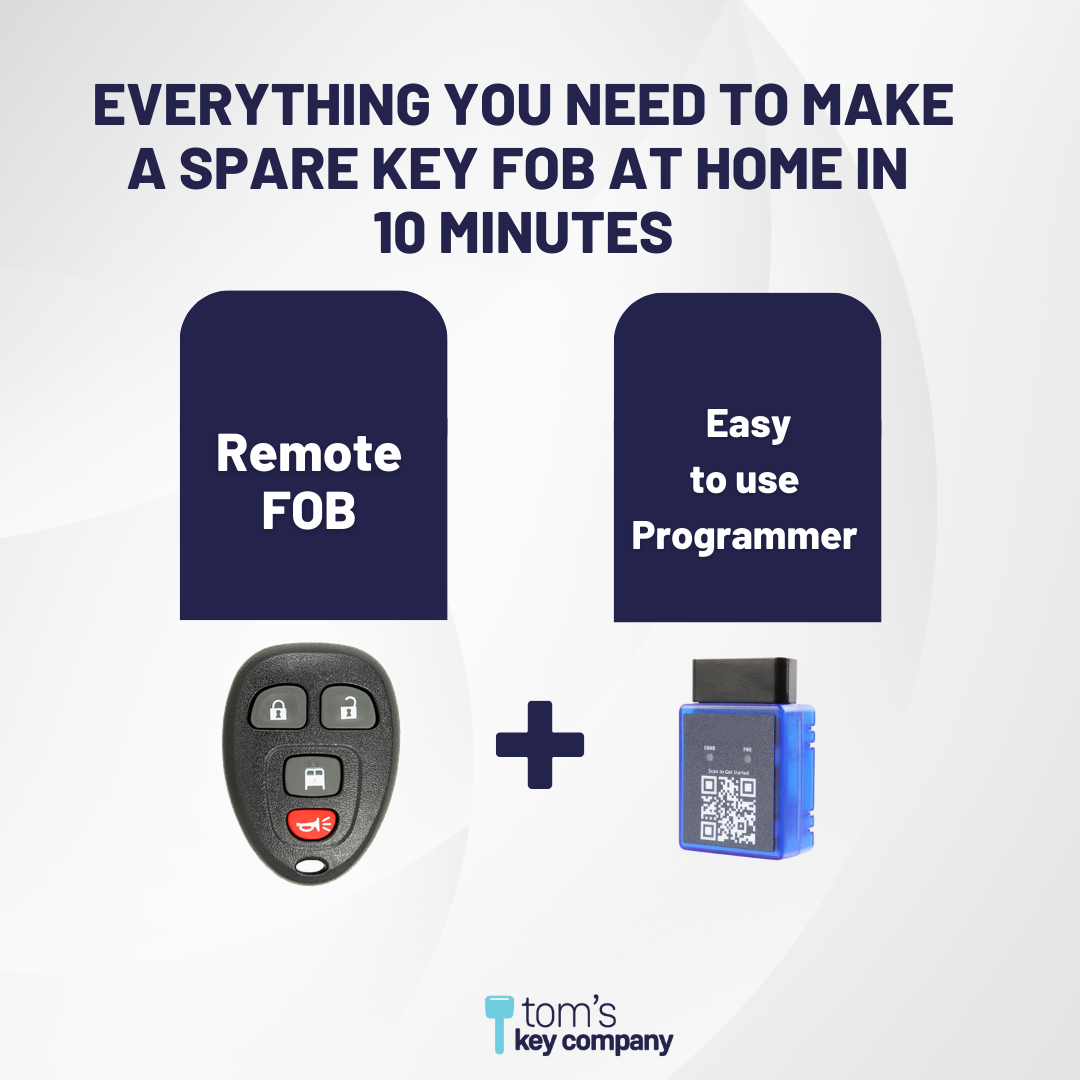 Ultimate Remote FOB Bundle with Programming Tool and Aftermarket 4 Button Remote FOB for Select Chevrolet and GMC Vehicles (GMFOB-4B-CD-742-K-UKB)