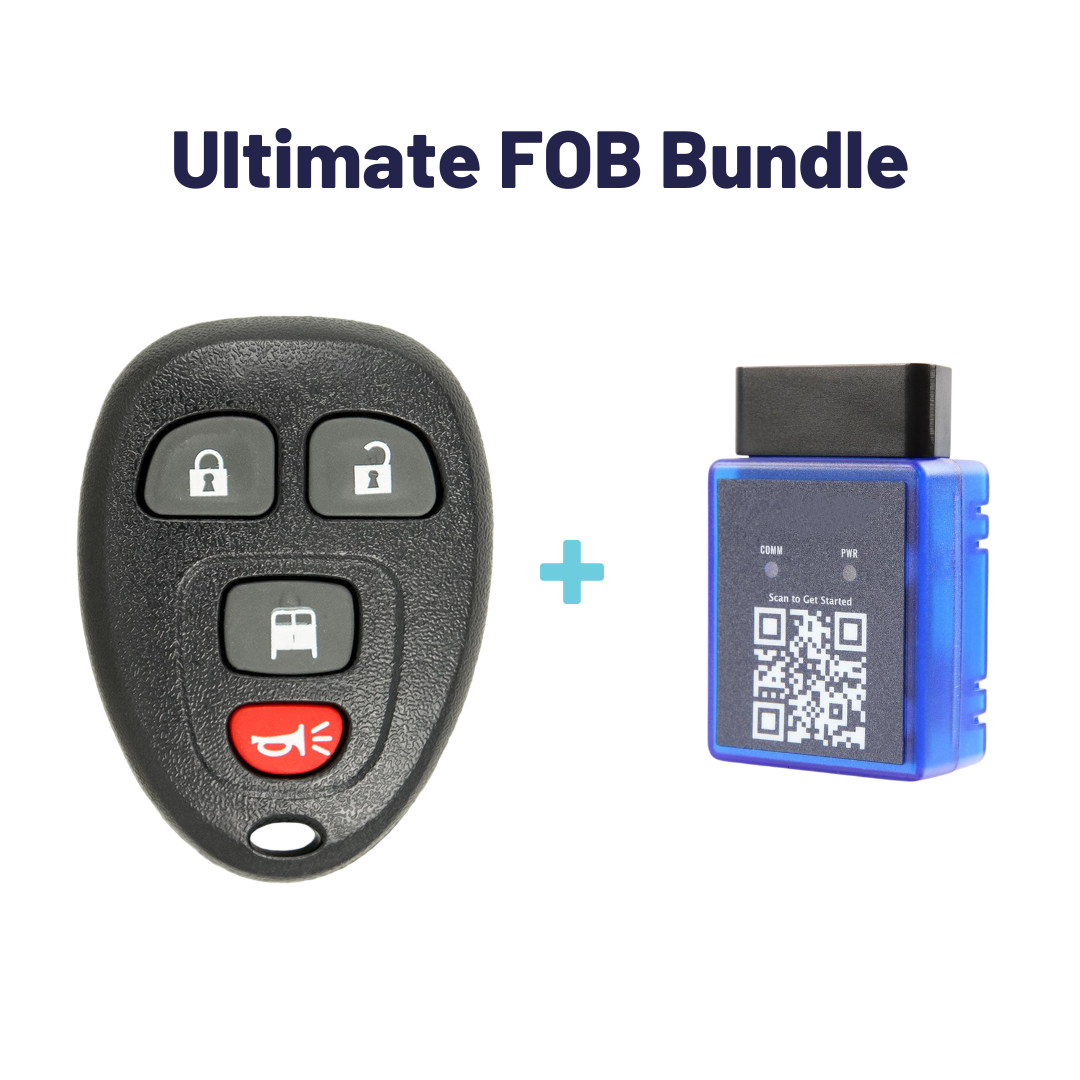 Ultimate Remote FOB Bundle with Programming Tool and Aftermarket 4 Button Remote FOB for Select Chevrolet and GMC Vehicles (GMFOB-4B-CD-742-K-UKB)