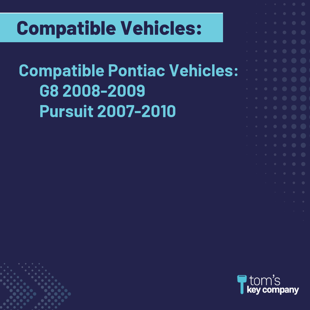 Brand New Aftermarket 5-Button Remote Fob with Lock, Unlock, Remote Start, Trunk, Panic for Select Pontiac Vehicles (GMFOB-5B-827-RC-K)
