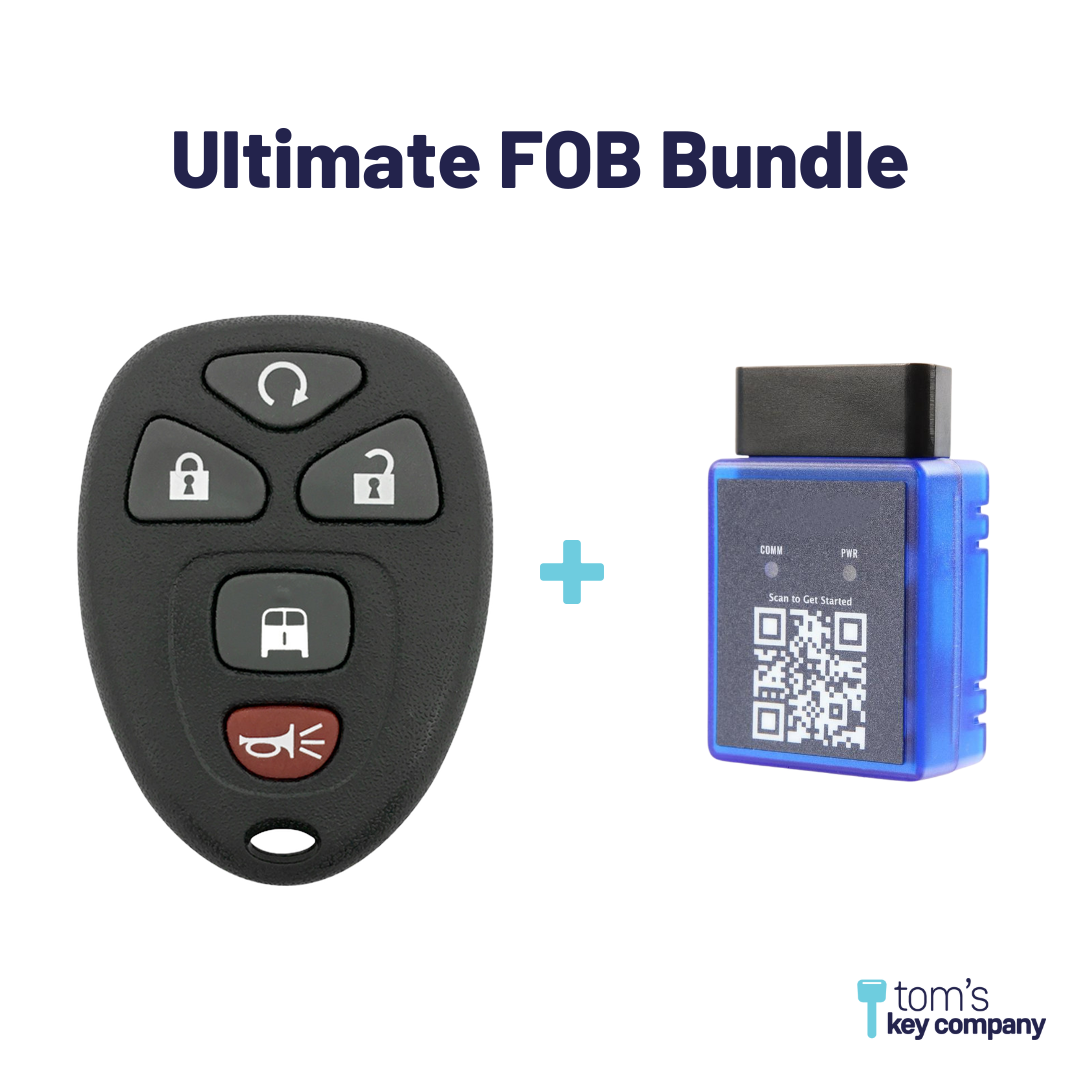 Ultimate Remote FOB Bundle with Programming Tool and Aftermarket 5 Button Remote FOB for Select Chevrolet and GMC Vehicles (GMFOB-5B-RS-851-K-UKB)