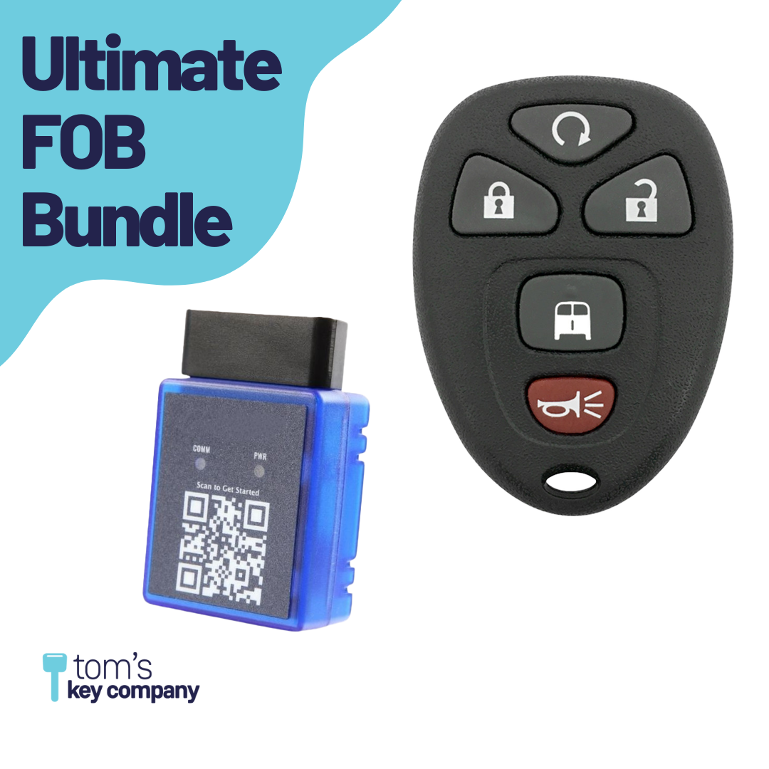 Ultimate Remote FOB Bundle with Programming Tool and Aftermarket 5 Button Remote FOB for Select Chevrolet and GMC Vehicles (GMFOB-5B-RS-851-K-UKB)