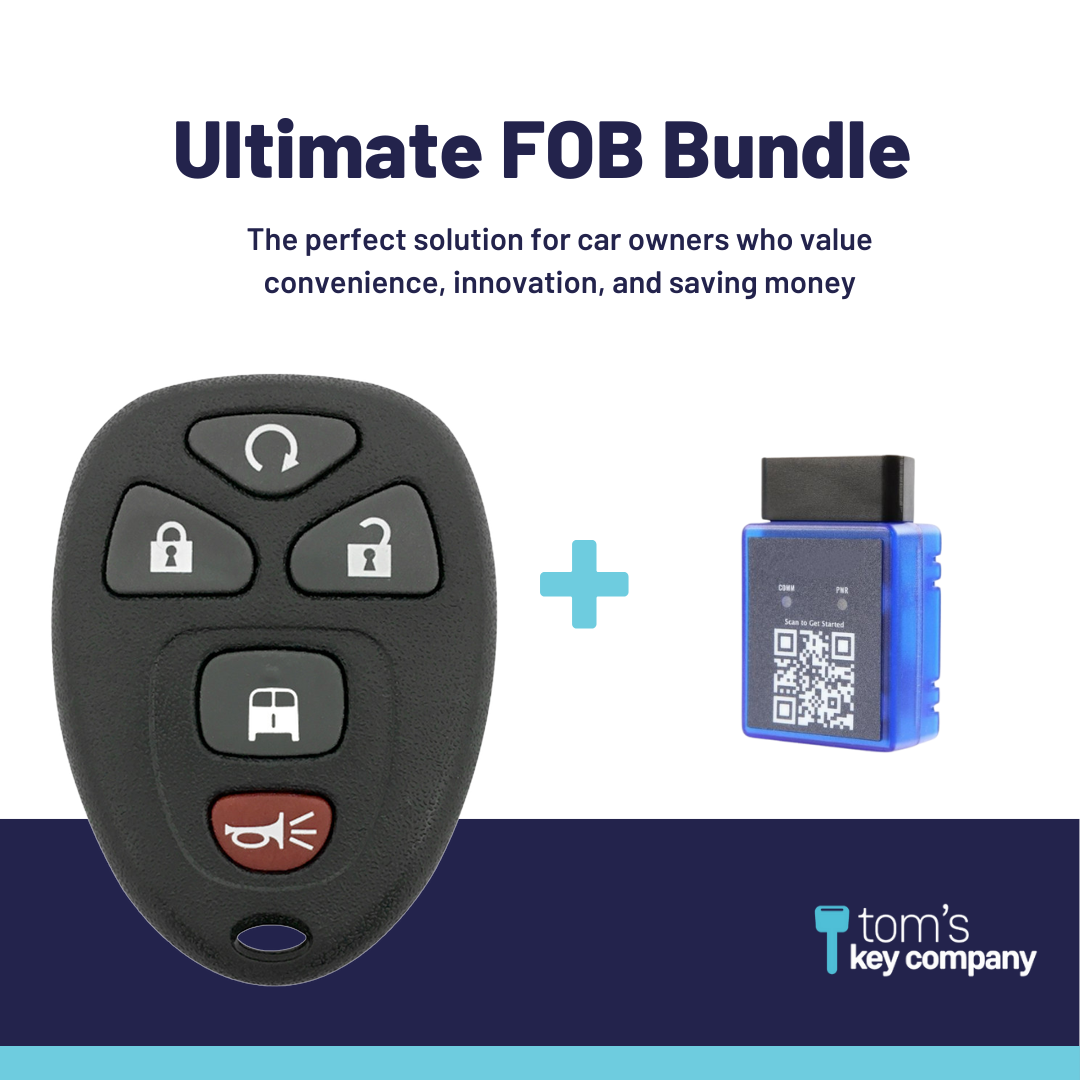 Ultimate Remote FOB Bundle with Programming Tool and Aftermarket 5 Button Remote FOB for Select Chevrolet and GMC Vehicles (GMFOB-5B-RS-851-K-UKB)