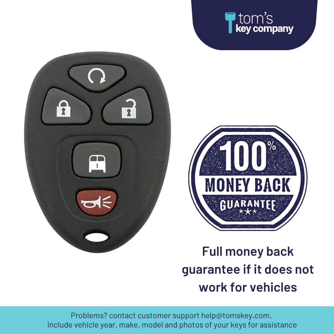 Brand New Aftermarket 5-Button Remote Fob with Lock, Unlock, Cargo Door, Remote Start, Panic for Select Chevrolet and GMC Vehicles (GMFOB-5B-RS-851-K)