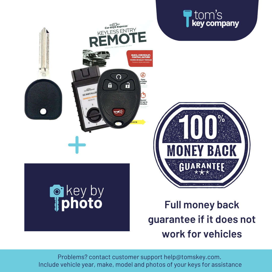 Ultimate Key Bundle DIY Car Key Replacement Kit with Keyless Entry Remote™ Programmer, Transponder Key, & Key By Photo™ Service | Chevrolet (GMRM-4RZ0RE-B111-KBP-UKB)