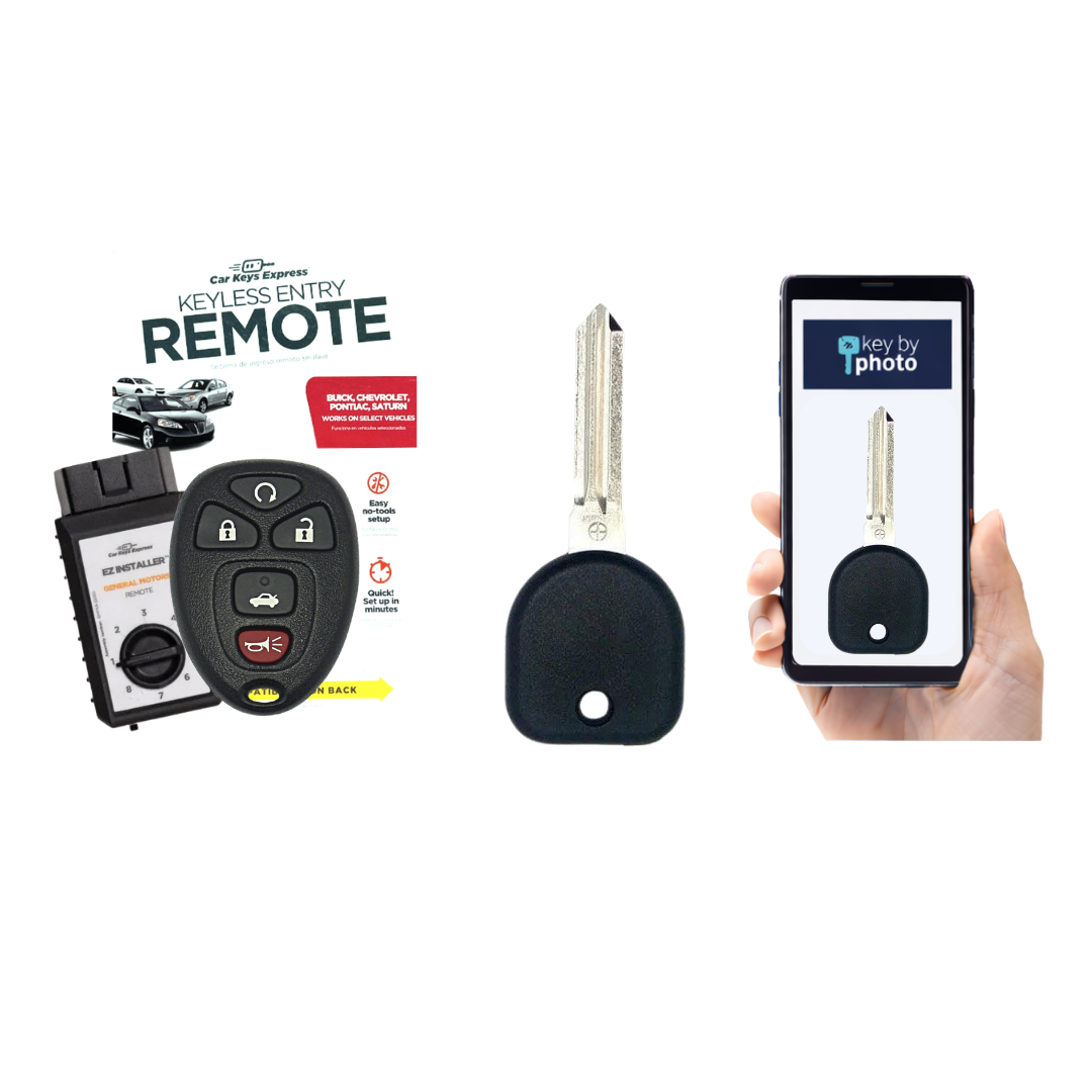 Ultimate Key Bundle DIY Car Key Replacement Kit with Keyless Entry Remote™ Programmer, Transponder Key, & Key By Photo™ Service | Chevrolet, Pontiac, & Saturn (GMRM-5TRZ0RE-B111-KBP-UKB)