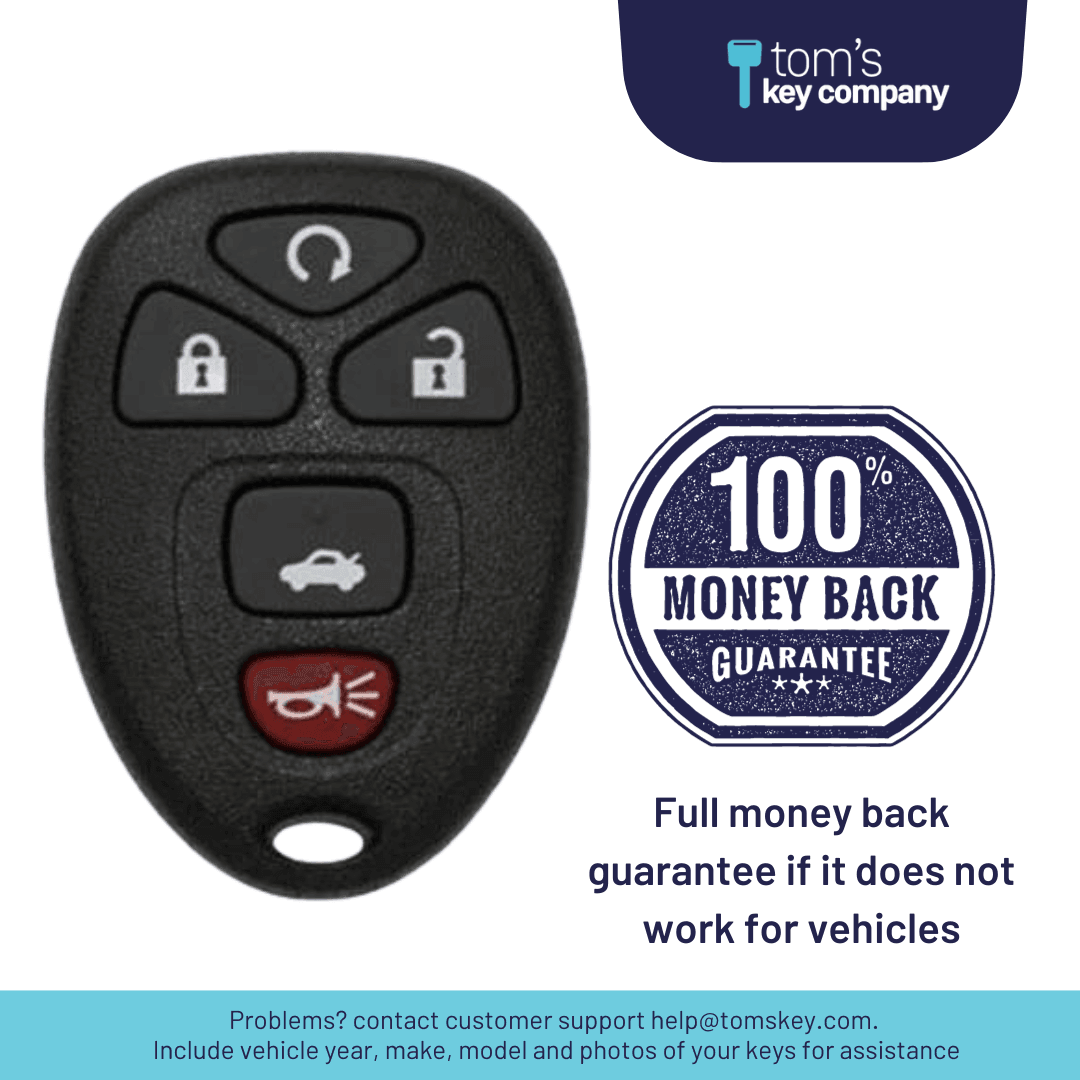 Brand New Aftermarket 5 Button Remote FOB for Select Buick, Chevrolet, Pontiac, & Saturn Vehicles (GMRM-5TRZ0RE-RMT)