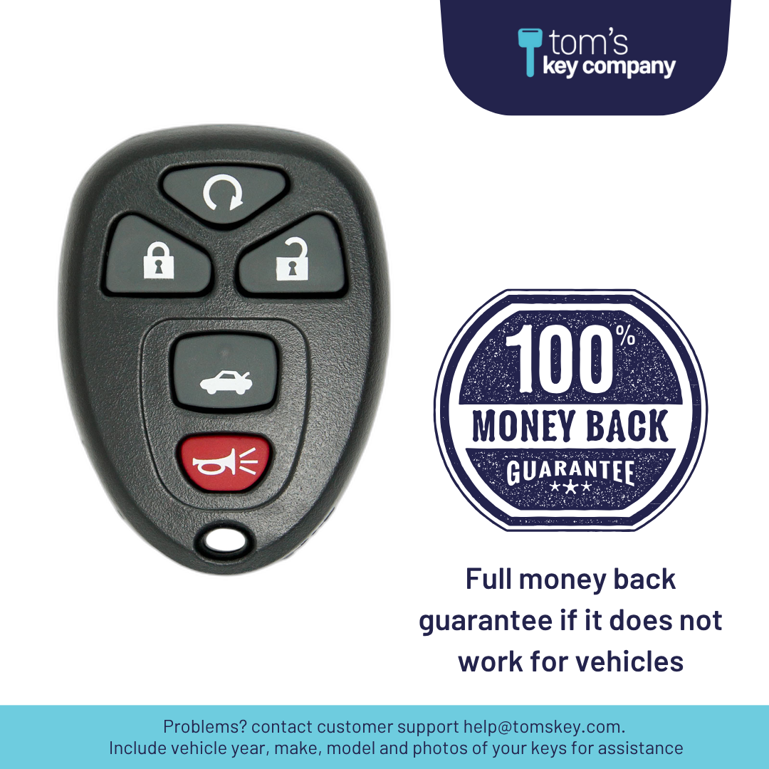 Brand New Aftermarket 5-Button Remote Fob with Lock, Unlock, Remote Start, Trunk, Panic for Select Saturn Vehicles (GMRM-5TRZ0RE-RMT)