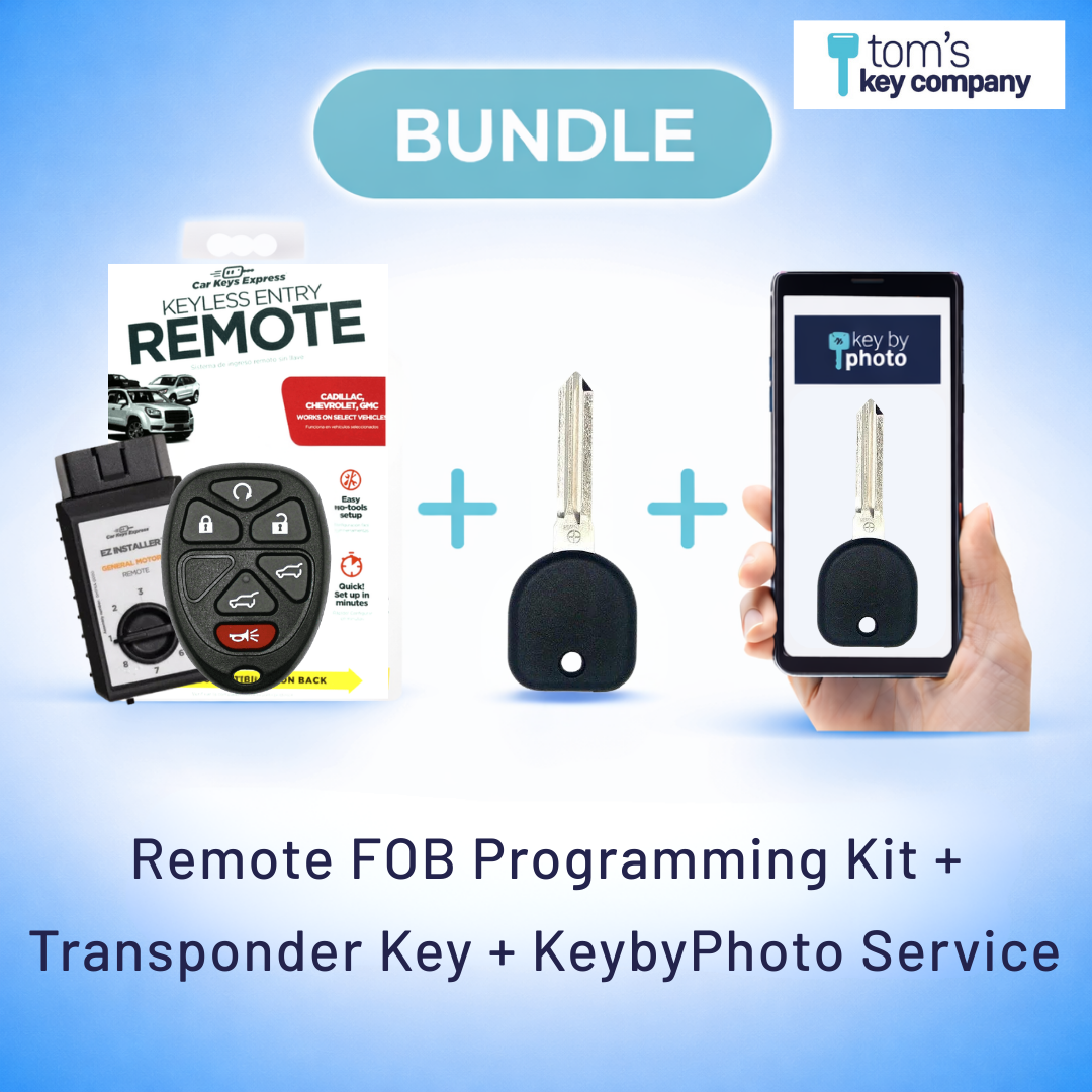 Ultimate Key Bundle DIY Car Key Replacement Kit with Keyless Entry Remote™ Programmer, Transponder Key, & Key By Photo™ Service | Cadillac, Chevrolet & GMC (GMRM-6THZ0RE-B111-KBP-UKB)