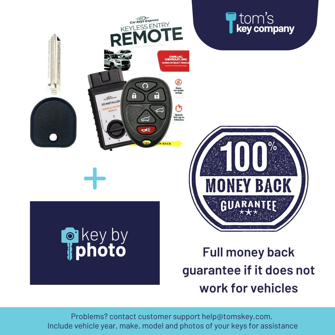Ultimate Key Bundle DIY Car Key Replacement Kit with Keyless Entry Remote™ Programmer, Transponder Key, & Key By Photo™ Service | Cadillac, Chevrolet & GMC (GMRM-6THZ0RE-B111-KBP-UKB)