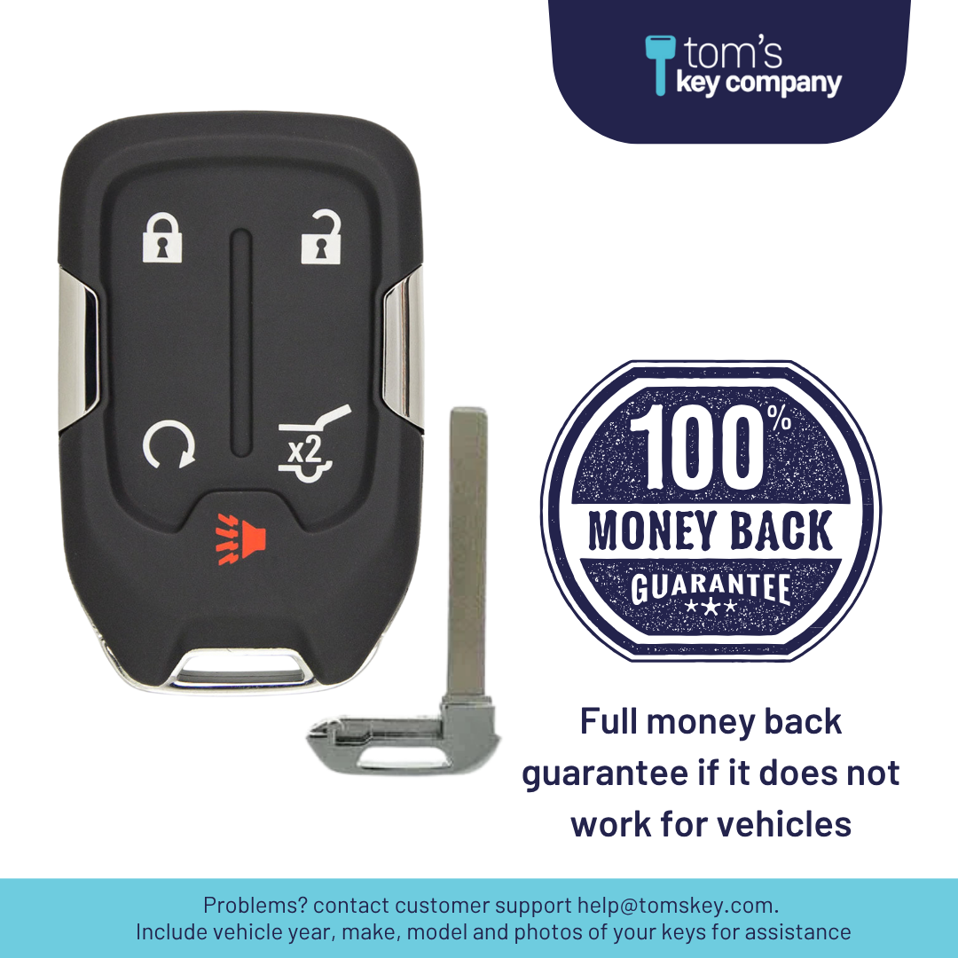 Brand New Aftermarket 5 Button Smart Key with Hatch Release & Remote Start for Select GMC Vehicles (GMSK-5B-HATCH-HYQ1EA)