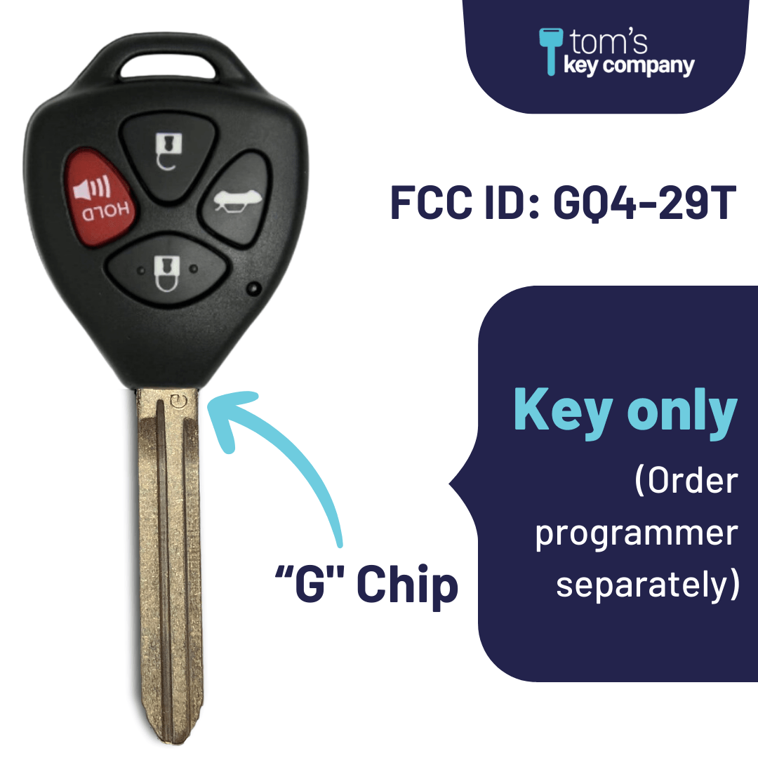 Toyota Corolla Remote key ("G" Chip Key/VIN# starts with 1 or 2) GQ429T-4B-G-VIN-1-2