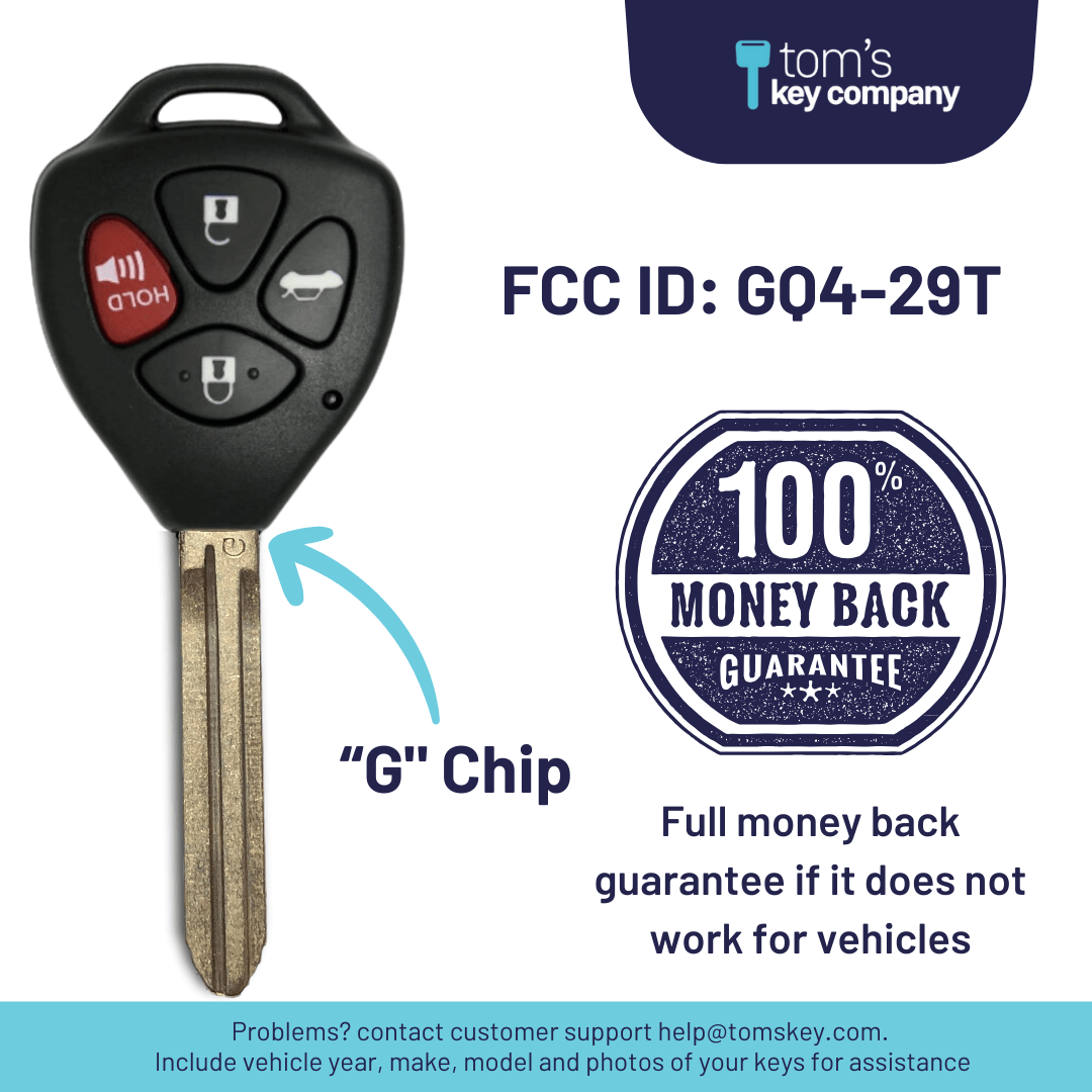 Toyota Corolla Remote key ("G" Chip Key/VIN# starts with 1 or 2) GQ429T-4B-G-VIN-1-2