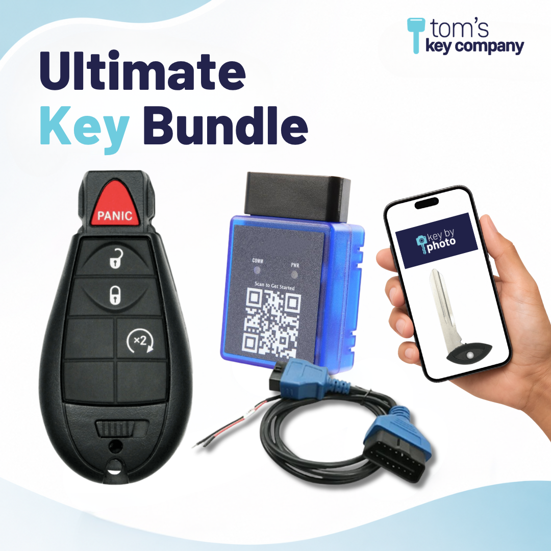 Ultimate DIY Car Key Replacement Kit for Dodge Ram, RAM 1500, 2500, 3500, Trucks (2018), & RAM Classic (2019-2024) – 4 Button OEM FOBIK w/ PairMyKey, Bypass Cable & Key by Photo (GQ453T-4B-FOB-KBP-UKB)