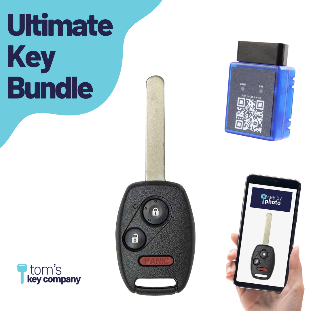 Ultimate Remote Key Bundle with Programming Tool, Aftermarket 3-Button Remote Key and Key By Photo for Select Honda Vehicles (HONCK-3B-478-K-UKB)