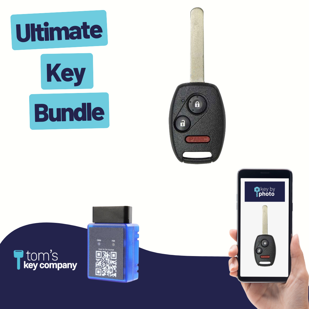 Ultimate Remote Key Bundle with Programming Tool, Aftermarket 3-Button Remote Key and Key By Photo for Select Honda Vehicles (HONCK-3B-478-K-UKB)