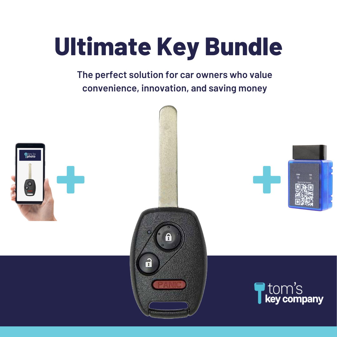 Ultimate Remote Key Bundle with Programming Tool, Aftermarket 3-Button Remote Key and Key By Photo for Select Honda Vehicles (HONCK-3B-478-K-UKB)