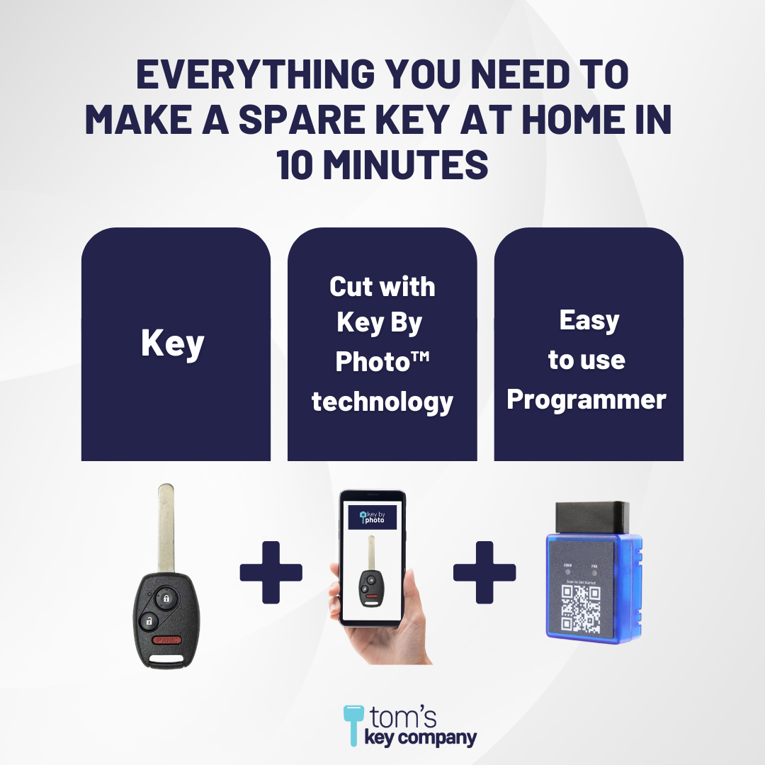 Ultimate Remote Key Bundle with Programming Tool, Aftermarket 3-Button Remote Key and Key By Photo for Select Honda Vehicles (HONCK-3B-478-K-UKB)