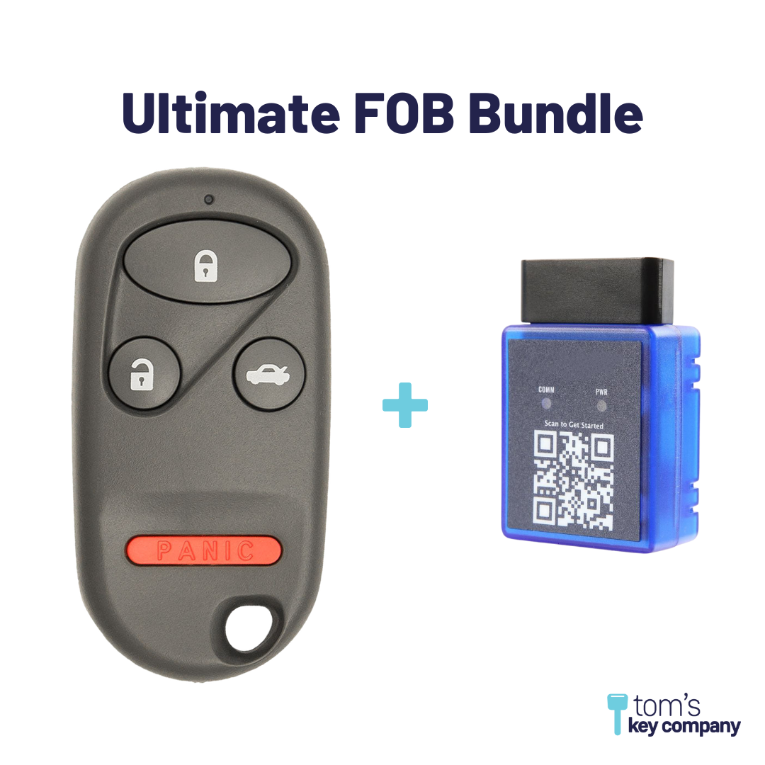 Ultimate Remote FOB Bundle with Programming Tool and Aftermarket 4 Button Remote FOB for Select Honda Vehicles (HONFOB-4B-454-K-UKB)