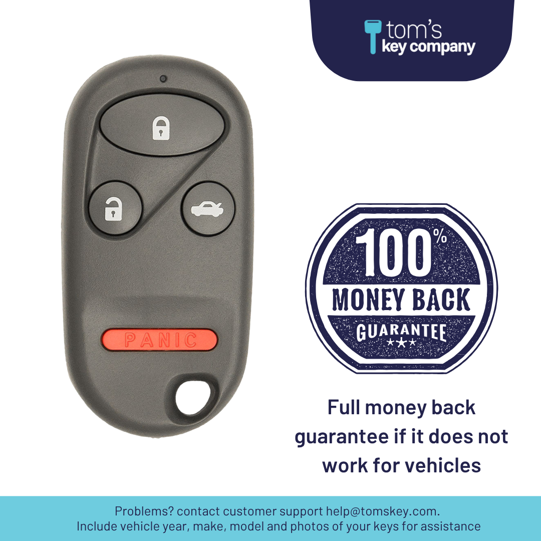 Brand New Aftermarket 4-Button Remote Fob with Lock, Unlock, Option, Panic for Select Honda Vehicles (HONFOB-4B-454-K)