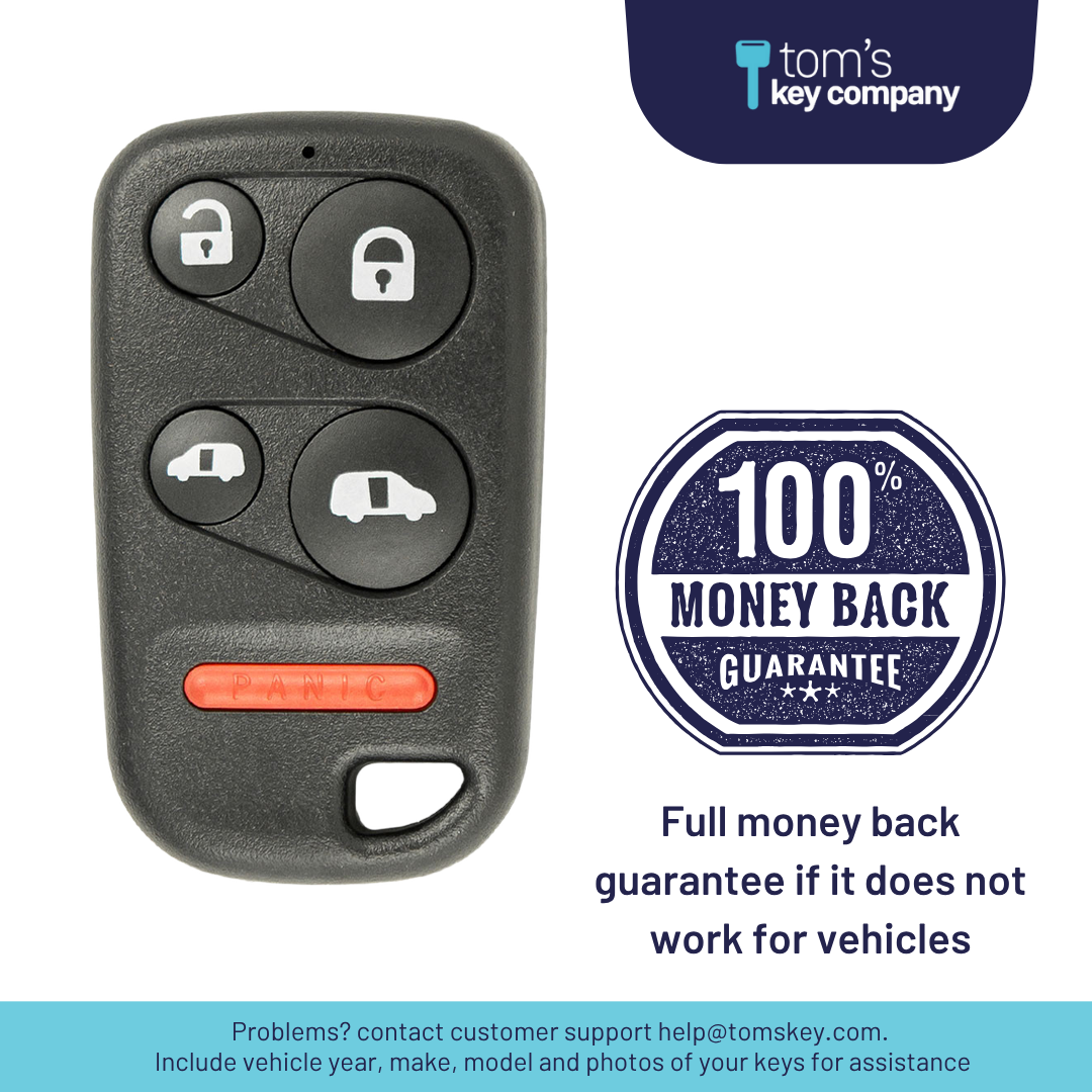 Brand New Aftermarket 5-Button Remote Fob with Lock, Unlock, Sliding Door Left, Sliding Door Right, Panic for Select Honda Vehicles (HONFOB-5B-465-K)
