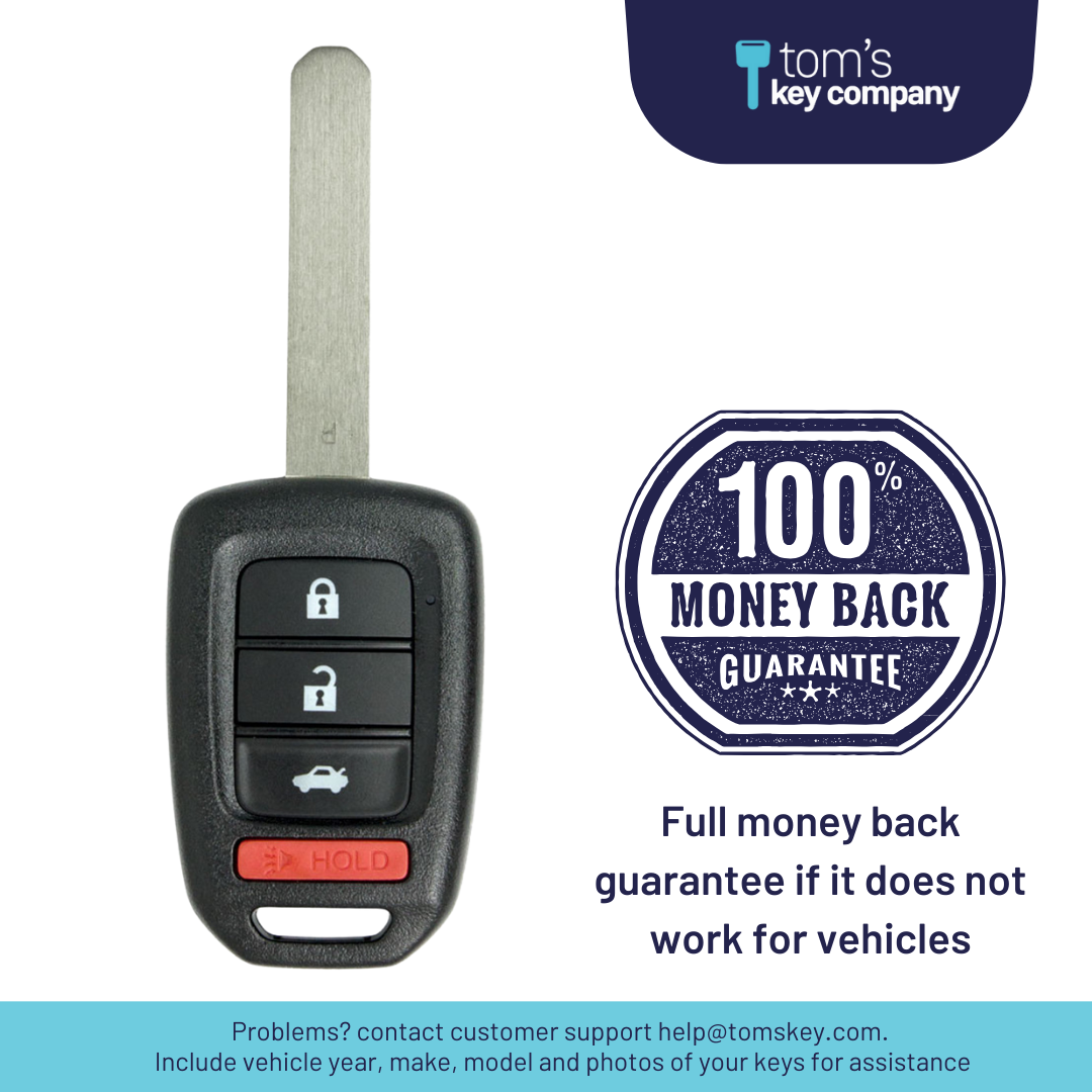 Brand New Aftermarket 4 Button Remote Key with Trunk Release for Honda Civic (HONKEY-MLBHLIK6-1T-A-4B)