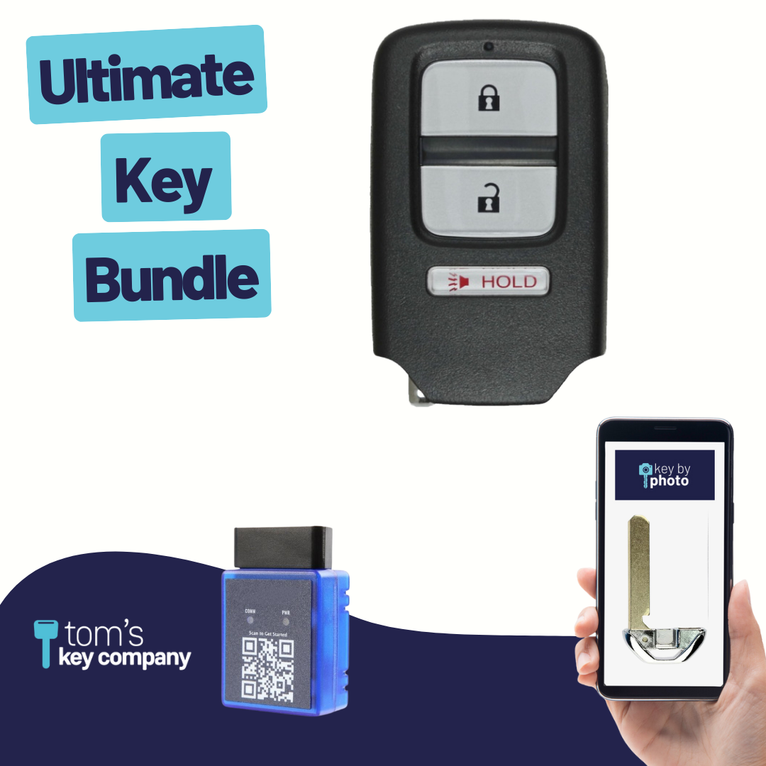 Ultimate Smart Key Bundle with Programming Tool, Refurbished 3-Button Smart Key Fob and Key By Photo for Select Honda Vehicles (HONSK-3B-503-K-UKB)