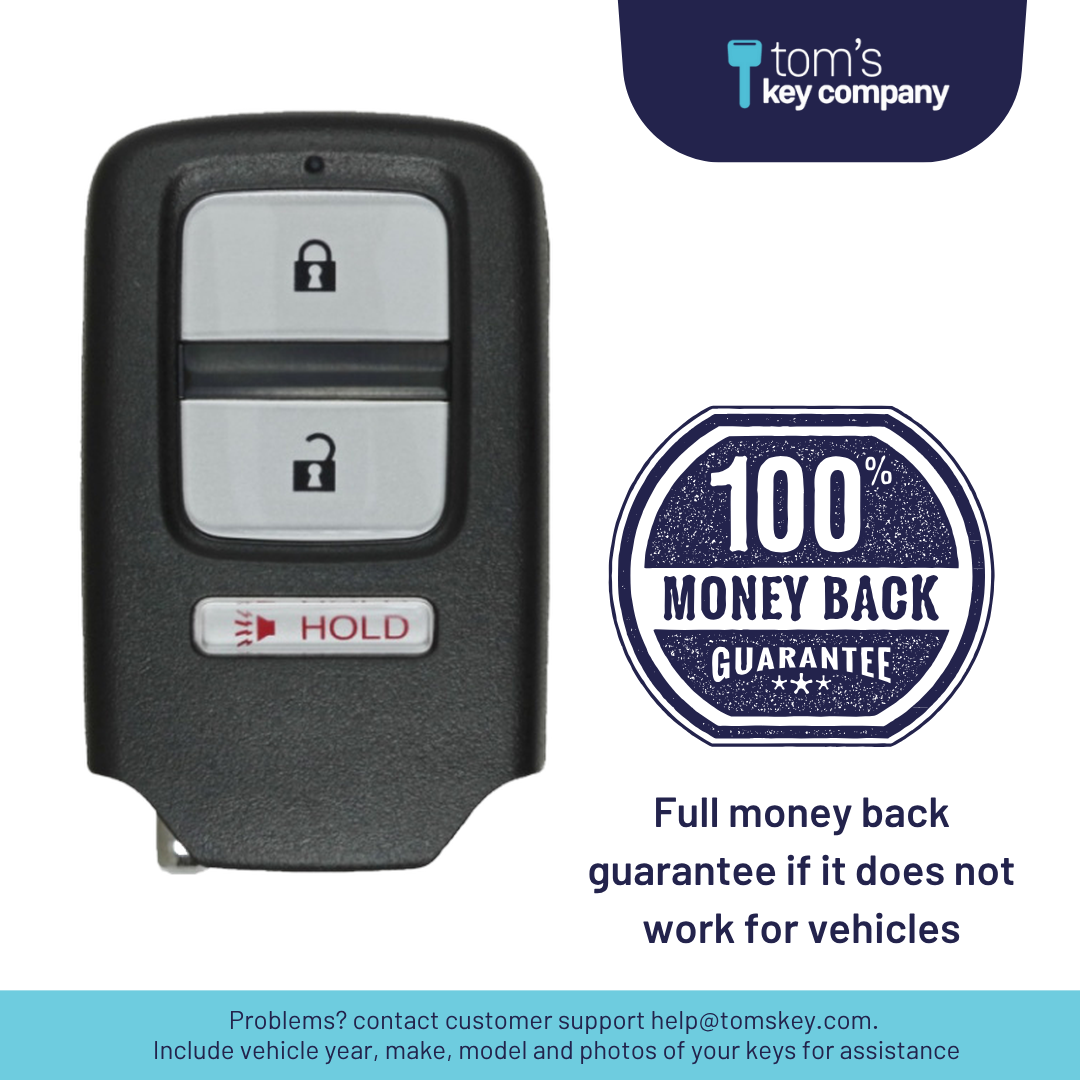 Brand New Aftermarket 3-Button Smart Key Fob with Lock, Unlock, Panic for Select Honda Vehicles (HONSK-3B-503-K)