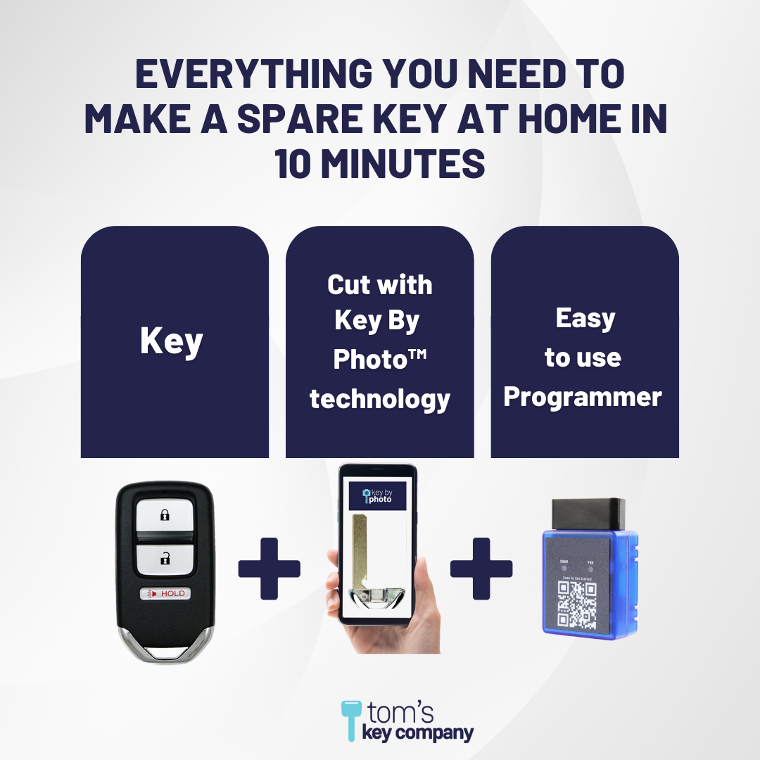 Ultimate Smart Key Bundle with Programming Tool, Refurbished 3-Button Smart Key Fob and Key By Photo for Select Honda Vehicles (HONSK-3B-523-K-UKB)