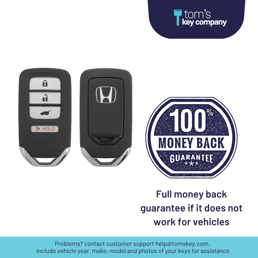 Like New Refurbished 4-Button Smart Key Fob with Lock, Unlock, Hatch, Panic for Select Honda Vehicles (HONSK-4B-HR-522-REF-K)