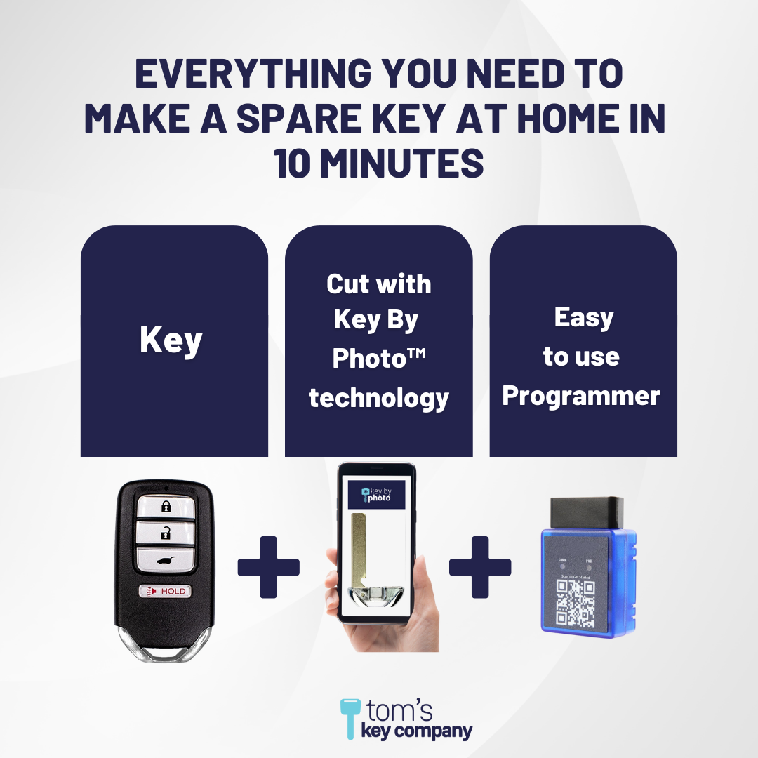 Ultimate Smart Key Bundle with Programming Tool, Refurbished 4-Button Smart Key Fob and Key By Photo for Select Honda Vehicles (HONSK-4B-HR-540-REF-K-UKB)