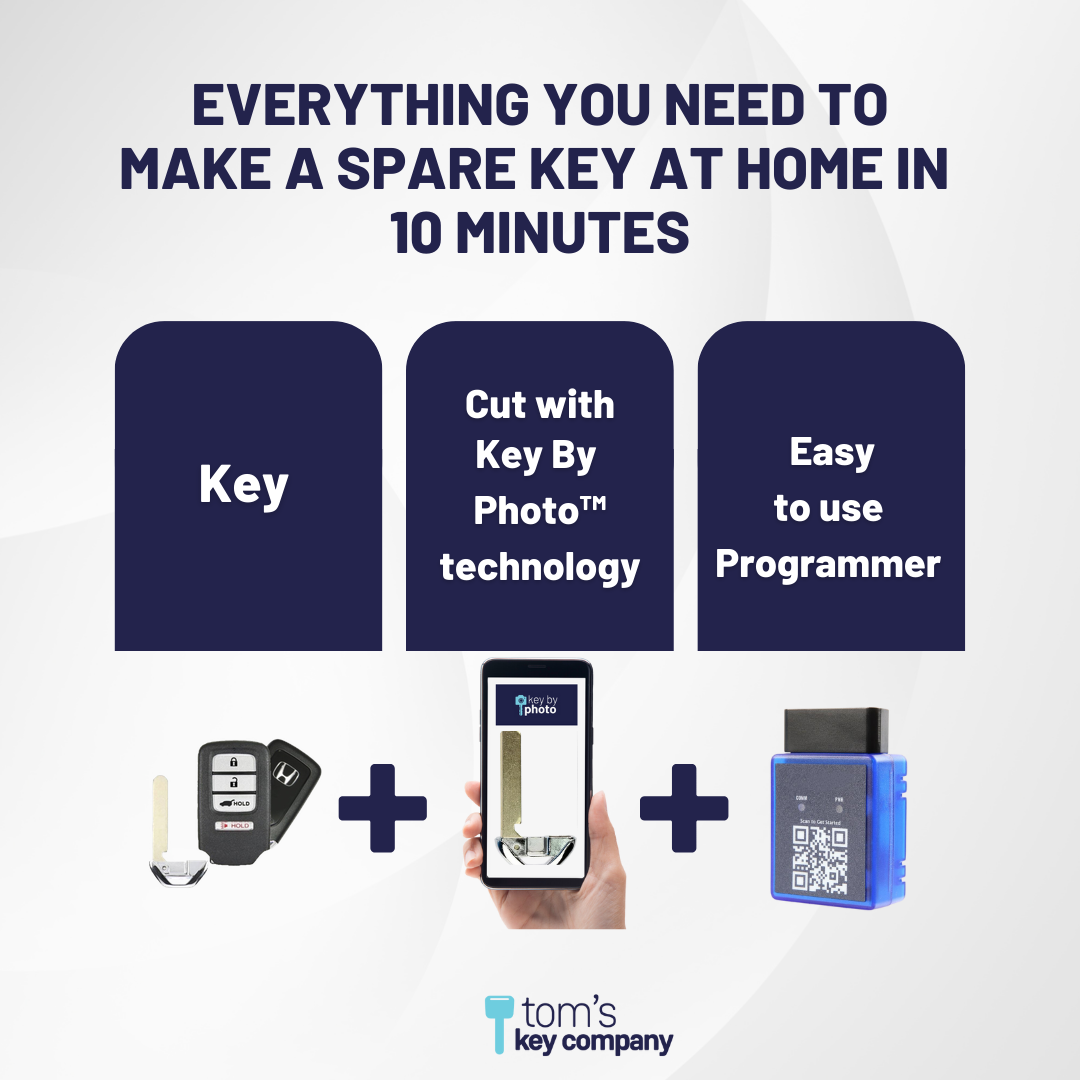 Ultimate Smart Key Bundle with Programming Tool, Aftermarket 4-Button Smart Key Fob and Key By Photo for Select Honda Vehicles (HONSK-4B-HR-556-REF-K-UKB)