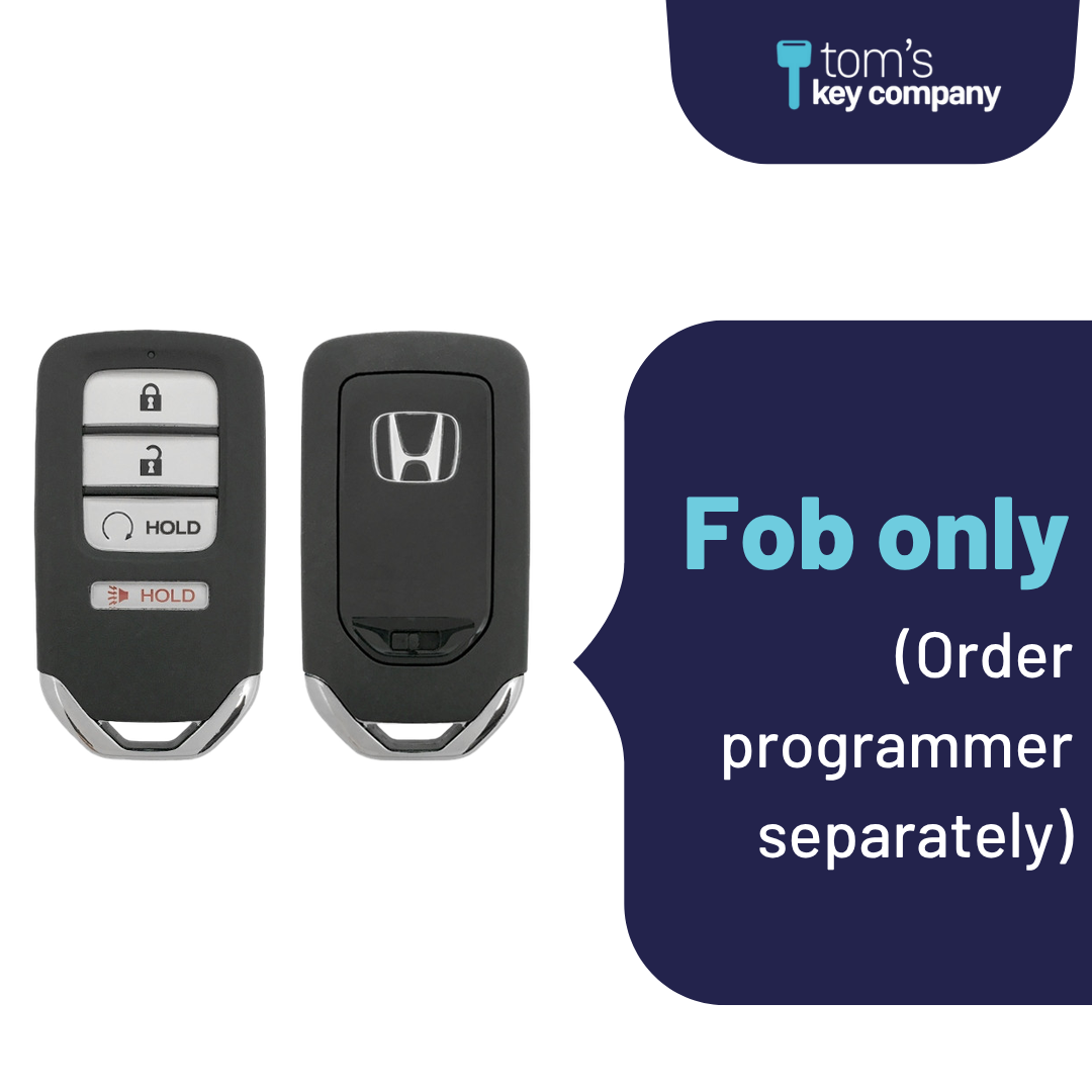 Like New Refurbished 4-Button Smart Key Fob with Lock, Unlock, Remote Start Hold, Panic for Select Honda Vehicles (HONSK-4B-RS-544-REF-K)