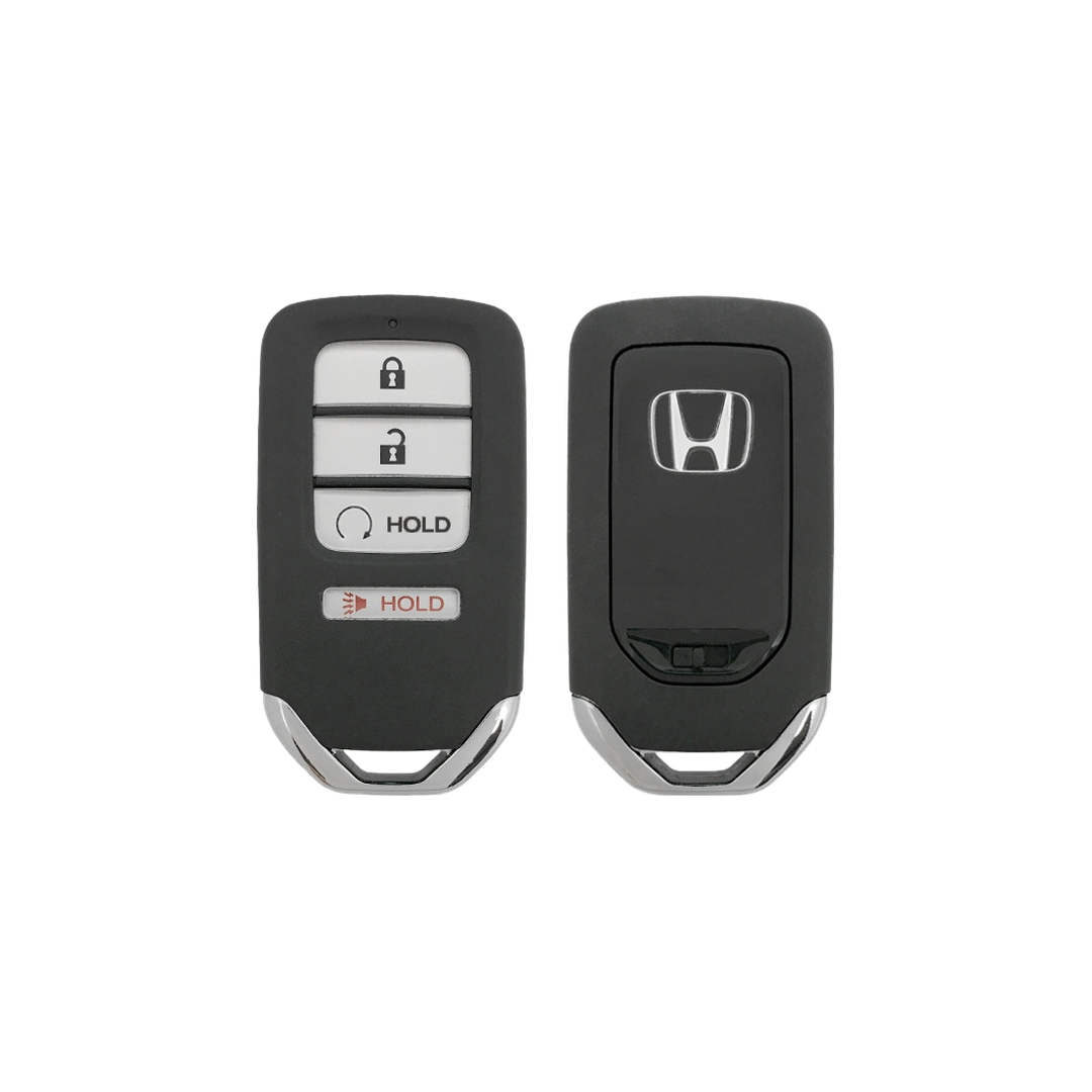 Like New Refurbished 4-Button Smart Key Fob with Lock, Unlock, Remote Start Hold, Panic for Select Honda Vehicles (HONSK-4B-RS-544-REF-K)