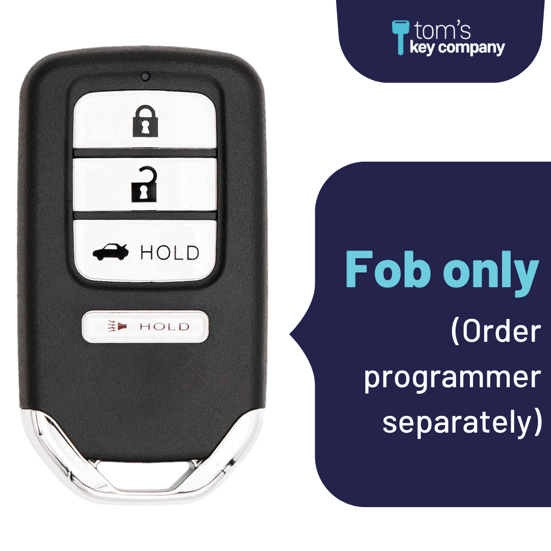 Brand New Aftermarket 4-Button Smart Key Fob with Lock, Unlock, Trunk Hold, Panic for Select Honda Vehicles (HONSK-4B-TR-529-K)