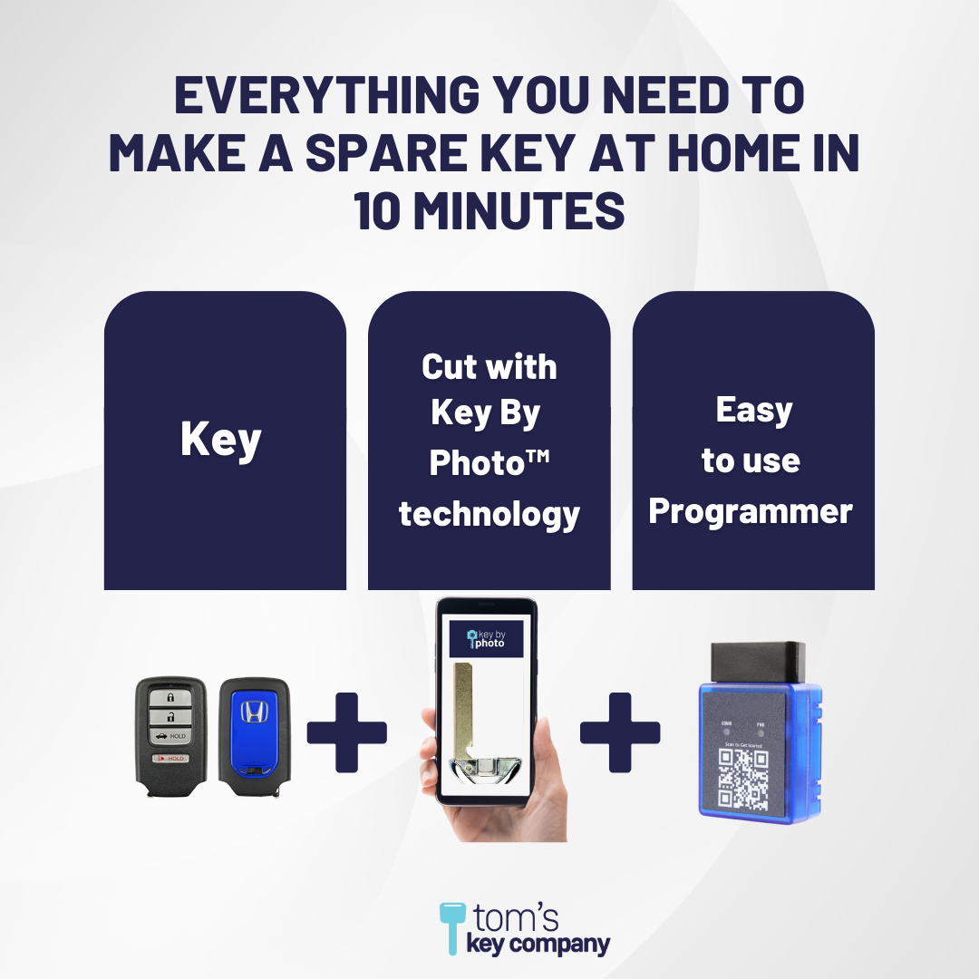 Ultimate Smart Key Bundle with Programming Tool, Refurbished 4-Button Smart Key Fob and Key By Photo for Select Honda Vehicles (HONSK-4B-TR-535-REF-K-UKB)