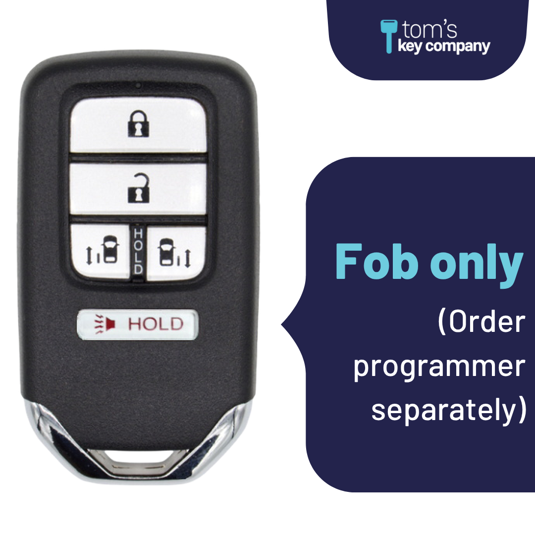 Brand New Aftermarket 5-Button Smart Key Fob with Lock, Unlock, Sliding Door Left, Sliding Door Right, Panic for Select Honda Vehicles (HONSK-5B-504-K)