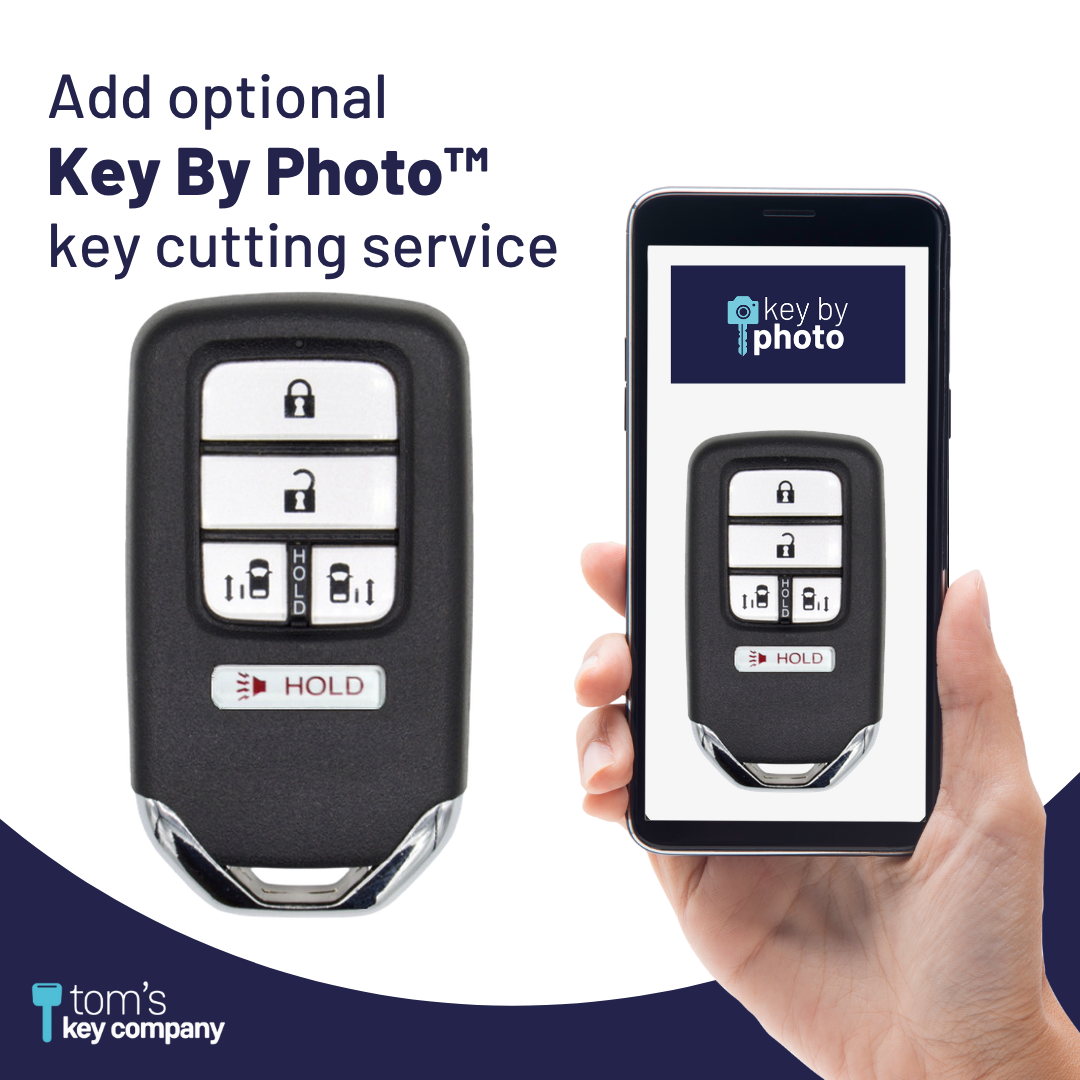 Brand New Aftermarket 5-Button Smart Key Fob with Lock, Unlock, Sliding Door Left, Sliding Door Right, Panic for Select Honda Vehicles (HONSK-5B-504-K)