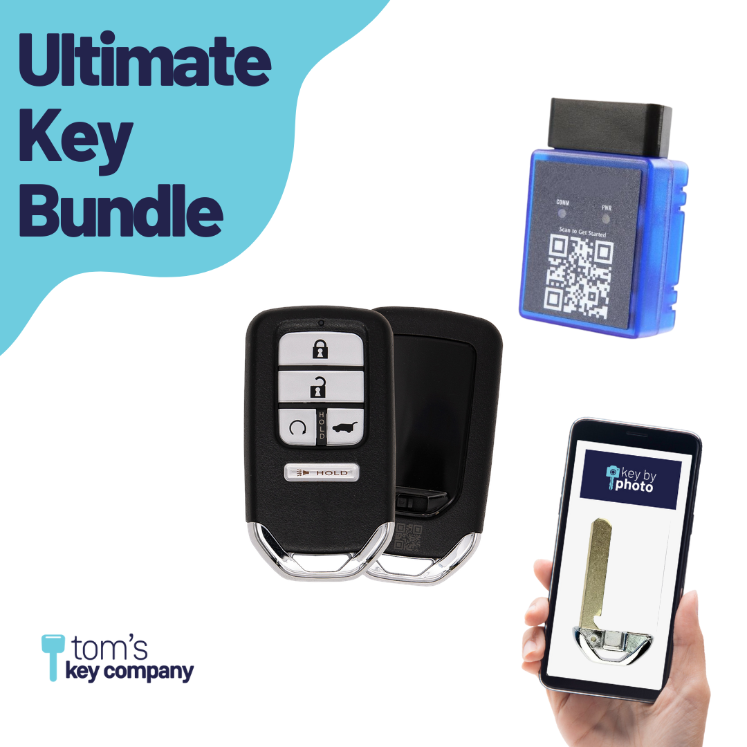 Ultimate Smart Key Bundle with Programming Tool, Aftermarket 5-Button Smart Key Fob and Key By Photo for Select Honda Vehicles (HONSK-5B-514-K-UKB)