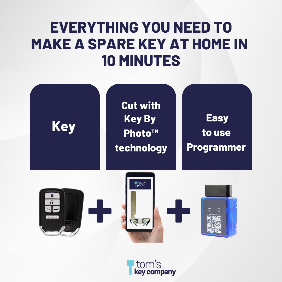 Ultimate Smart Key Bundle with Programming Tool, Refurbished 5-Button Smart Key Fob and Key By Photo for Select Honda Vehicles (HONSK-5B-514-K-UKB)