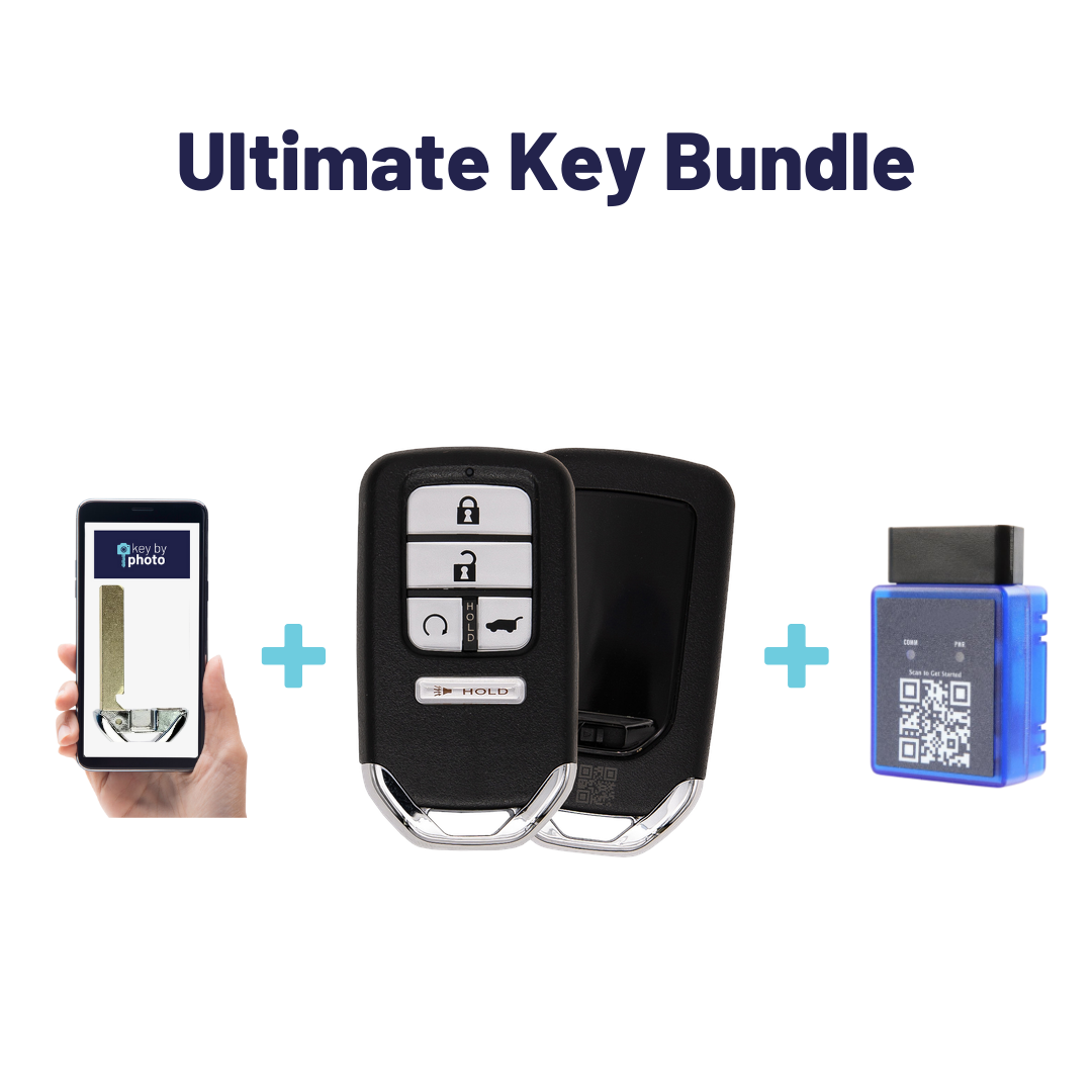 Ultimate Smart Key Bundle with Programming Tool, Refurbished 5-Button Smart Key Fob and Key By Photo for Select Honda Vehicles (HONSK-5B-514-K-UKB)